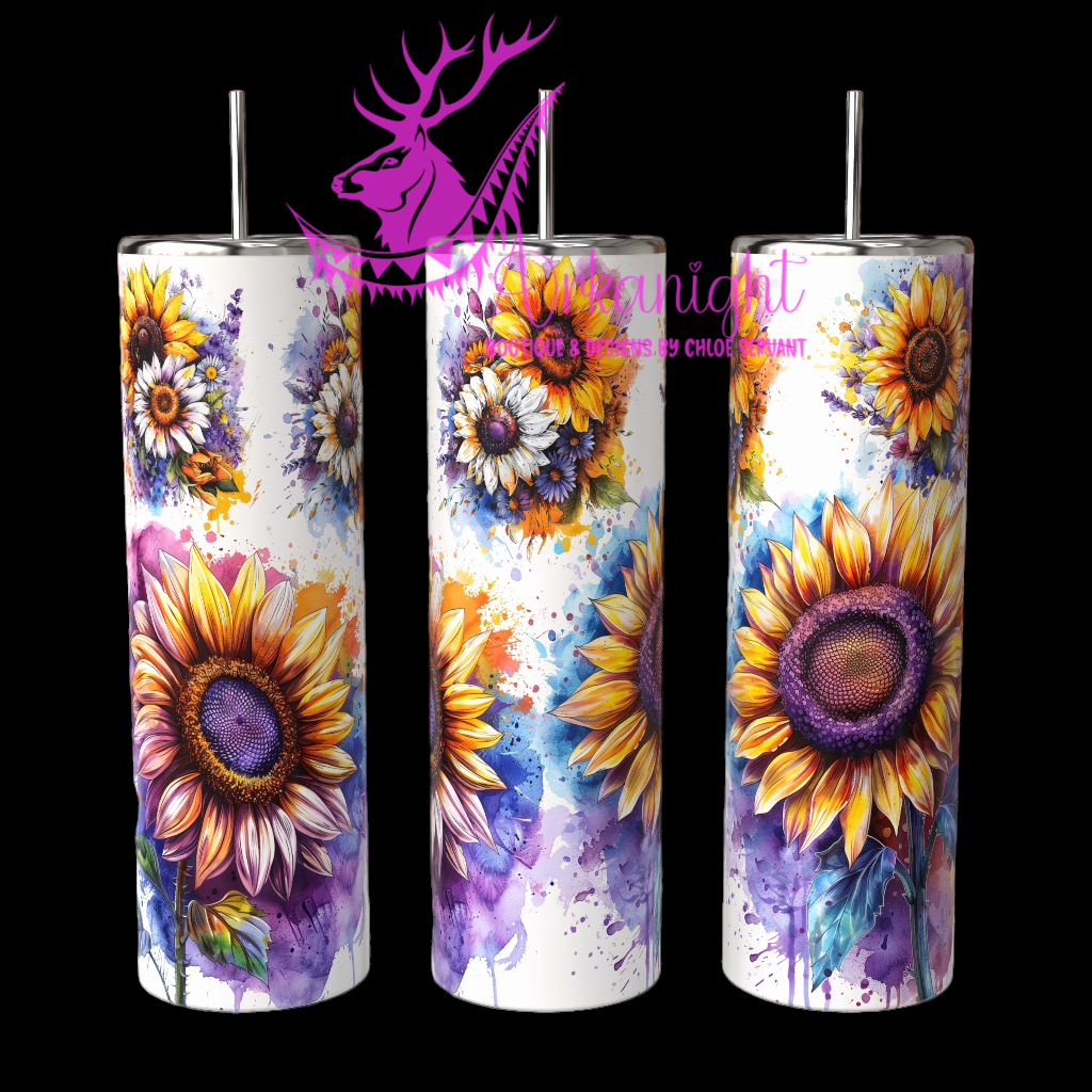 Gourde sur commande - Watercolor Sunflower