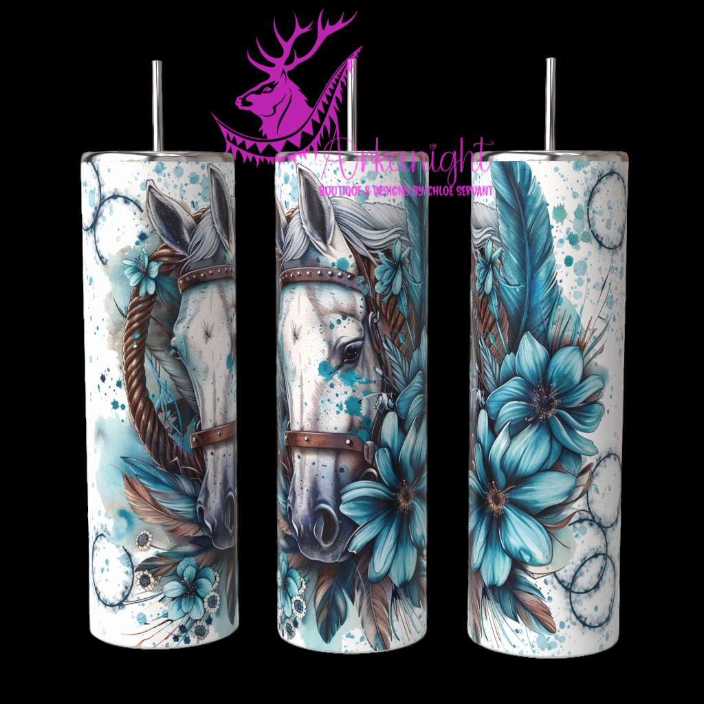 Gourde sur commande - White Horse - Turquoise