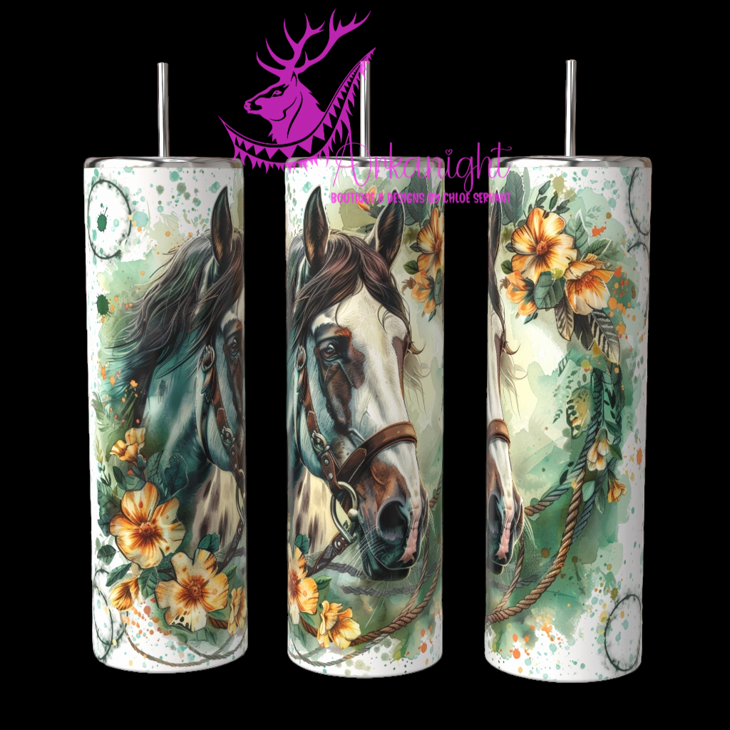 Gourde sur commande - Paint Horse - Green - 01