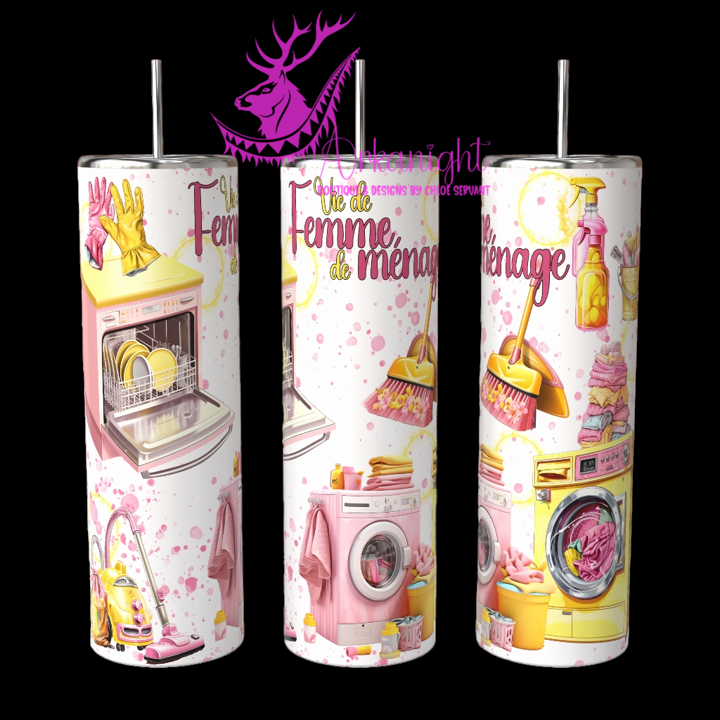 Gourde sur commande - Vie de Femme de ménage - Yellow & Pink