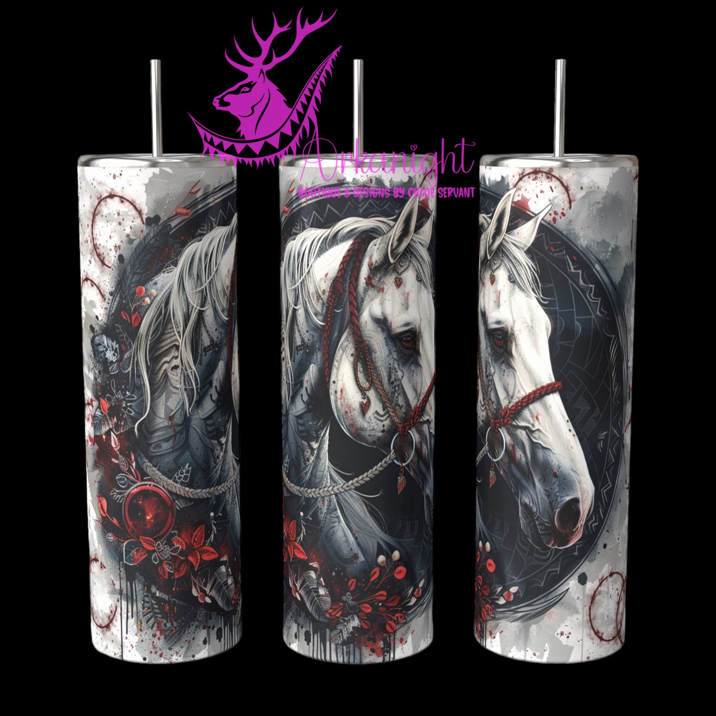 Gourde sur commande - White Aztec Horse