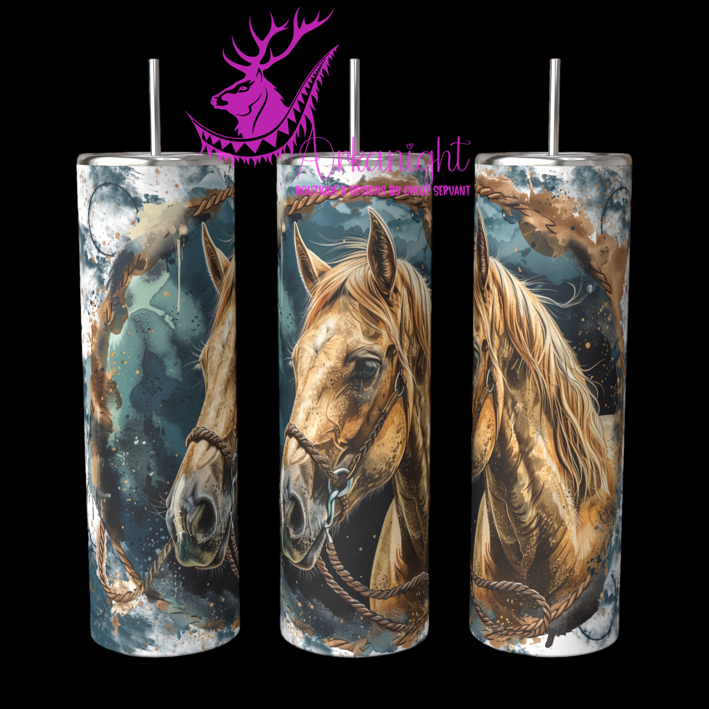 Gourde sur commande - Watercolor Palomino Horse