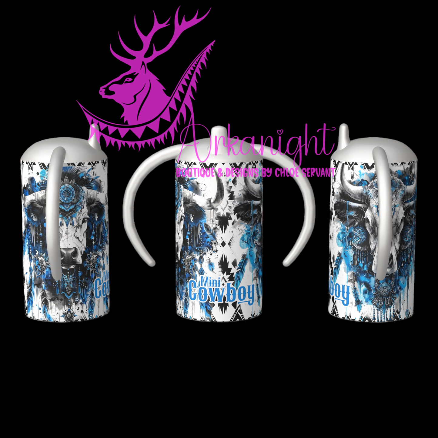 Gourde - Biberon Évolutif sur commande - Blue Aztec Bramabull- Mini Cowboy