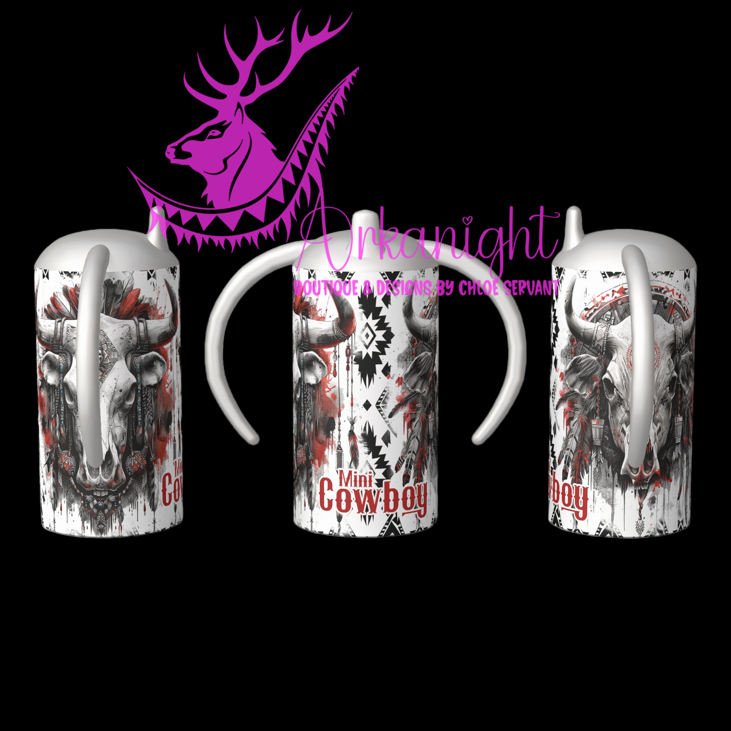 Gourde - Biberon Évolutif sur commande - Red Aztec Bramabull- Mini Cowboy