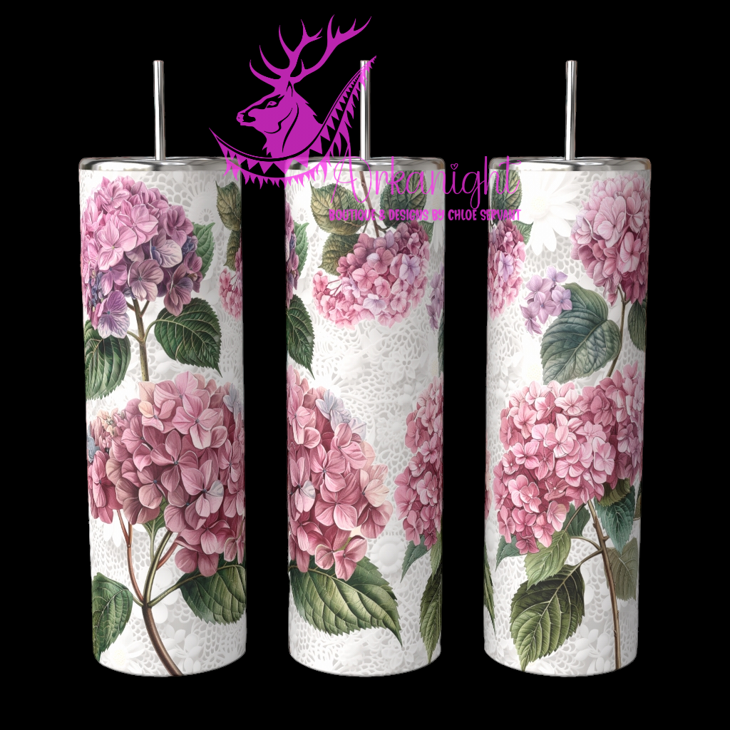 Gourde sur commande - Pink Hydrangea and Lace