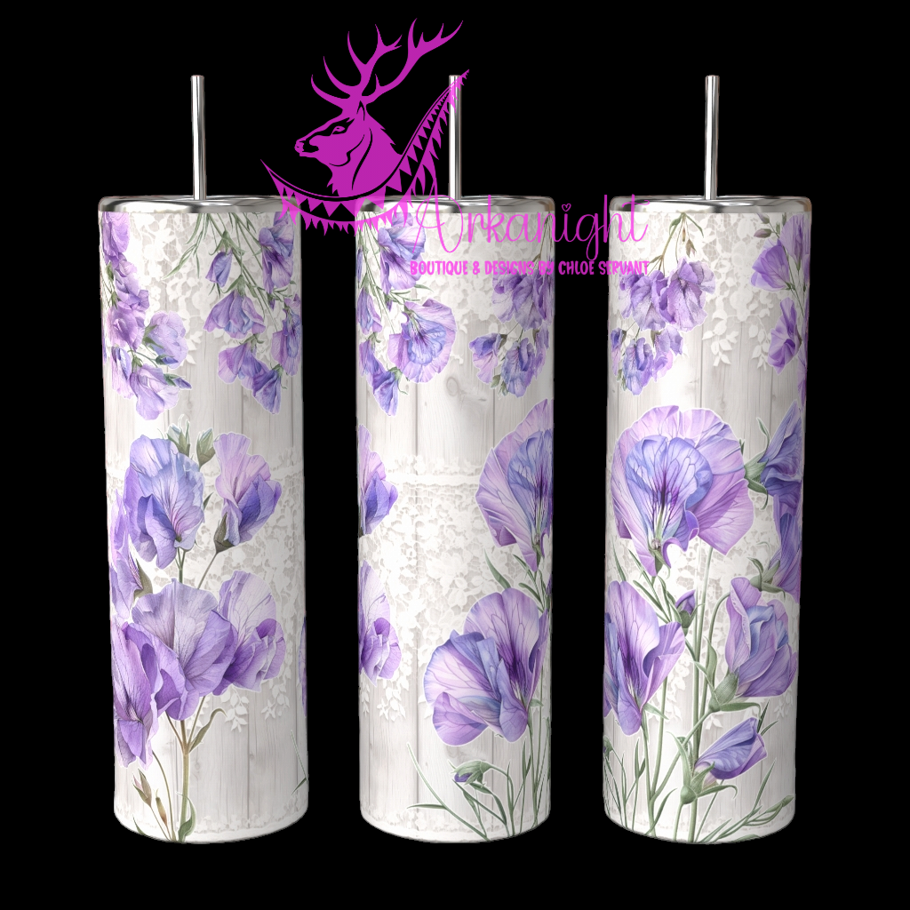 Gourde sur commande - Light Purple Sweet Pea And Lace