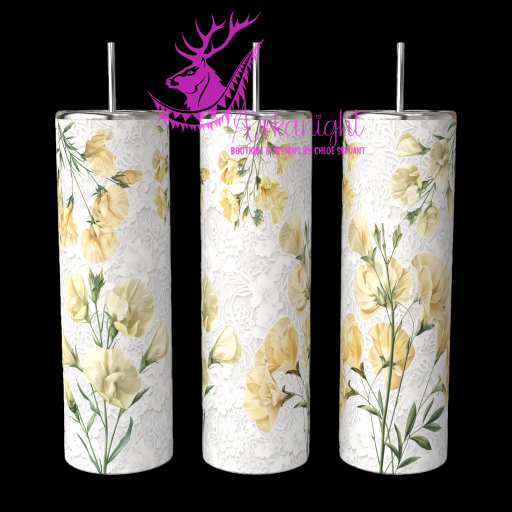 Gourde sur commande - Light Yellow Sweet Pea And Lace