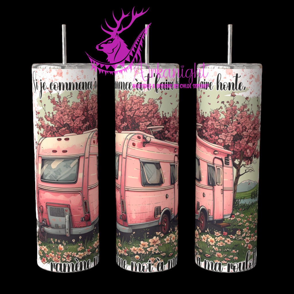 Gourde sur commande - Ramène-moi à ma roulotte- rose