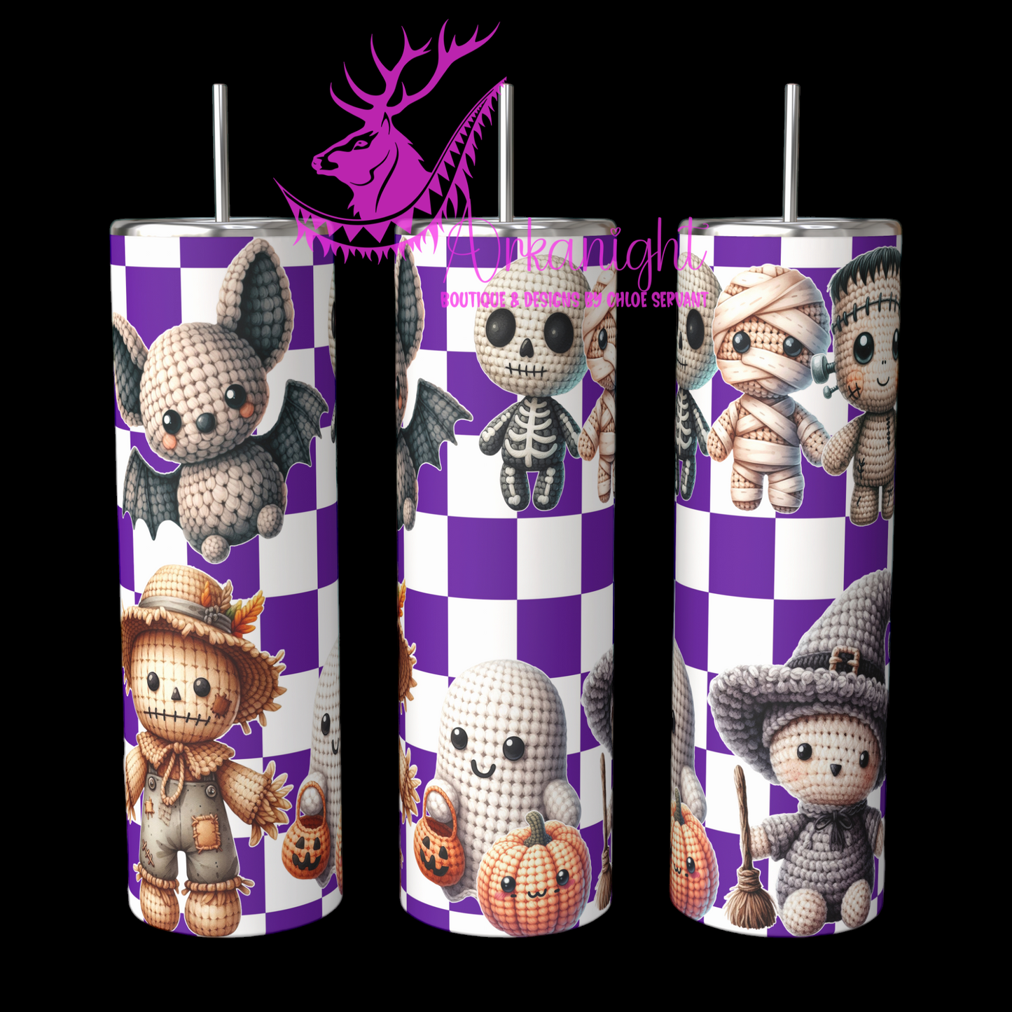 Gourde sur commande - Autumn 2024 - Folle d'Halloween et de crochet - Sans Texte