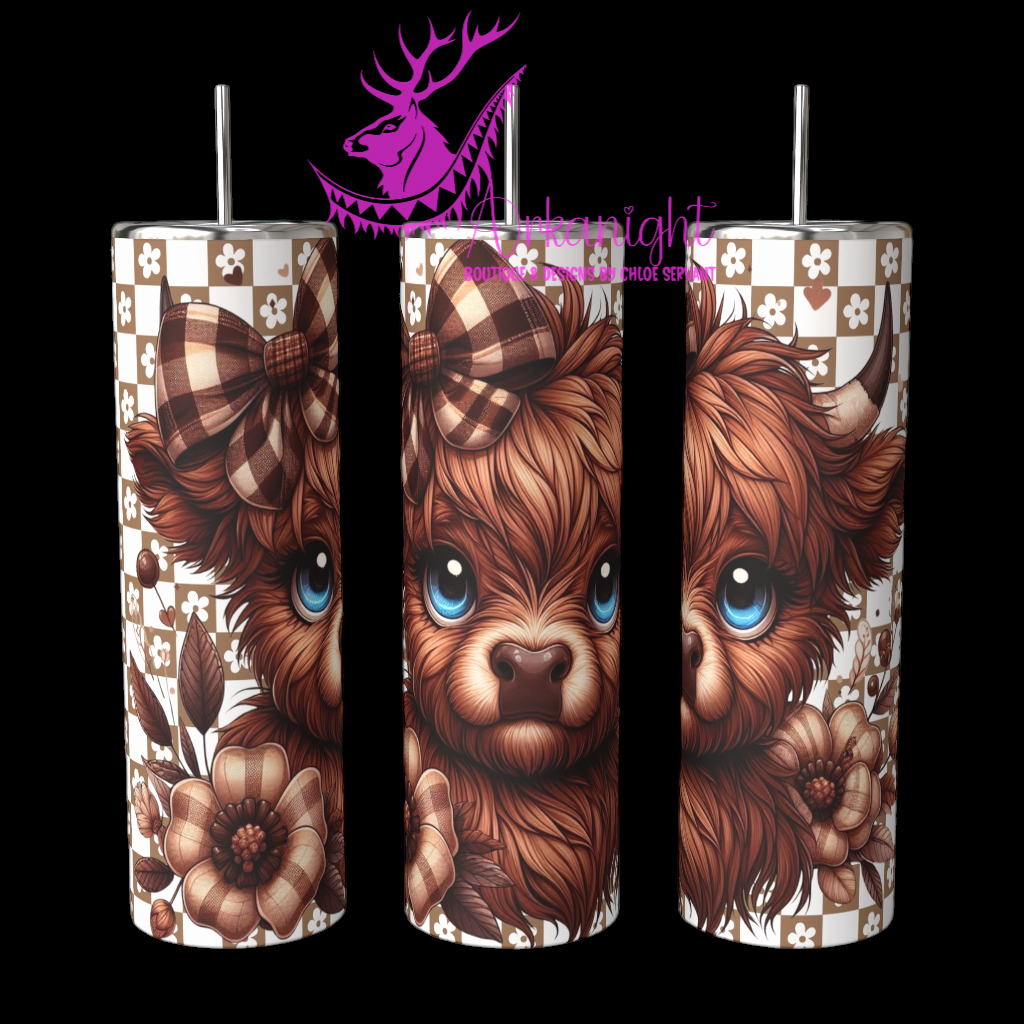 Gourde sur commande - Autumn 2024 - Cute Brown Highland Cow with blue eyes