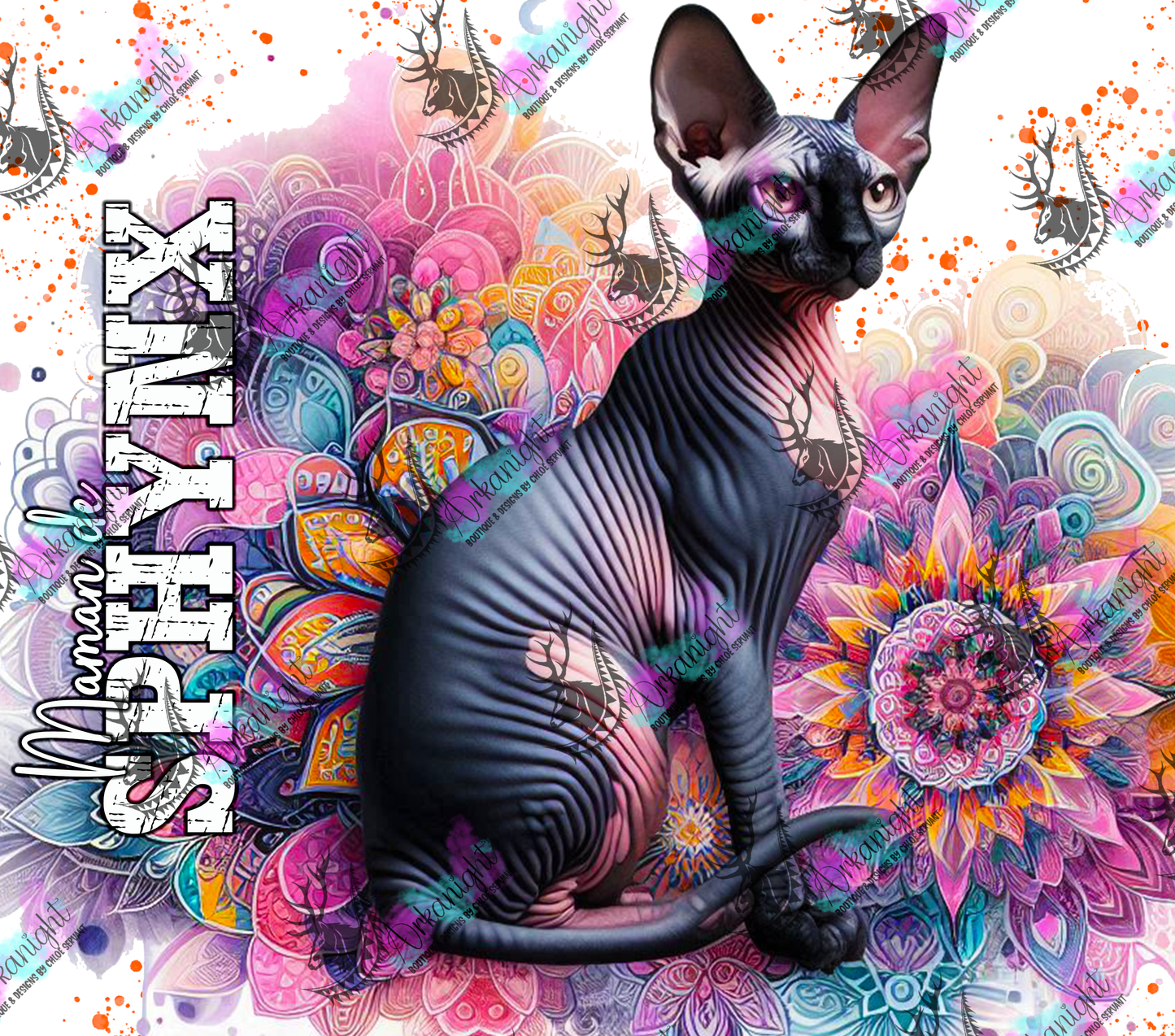 Numérique - Maman de Sphynx- Mandalas - Noir - 03