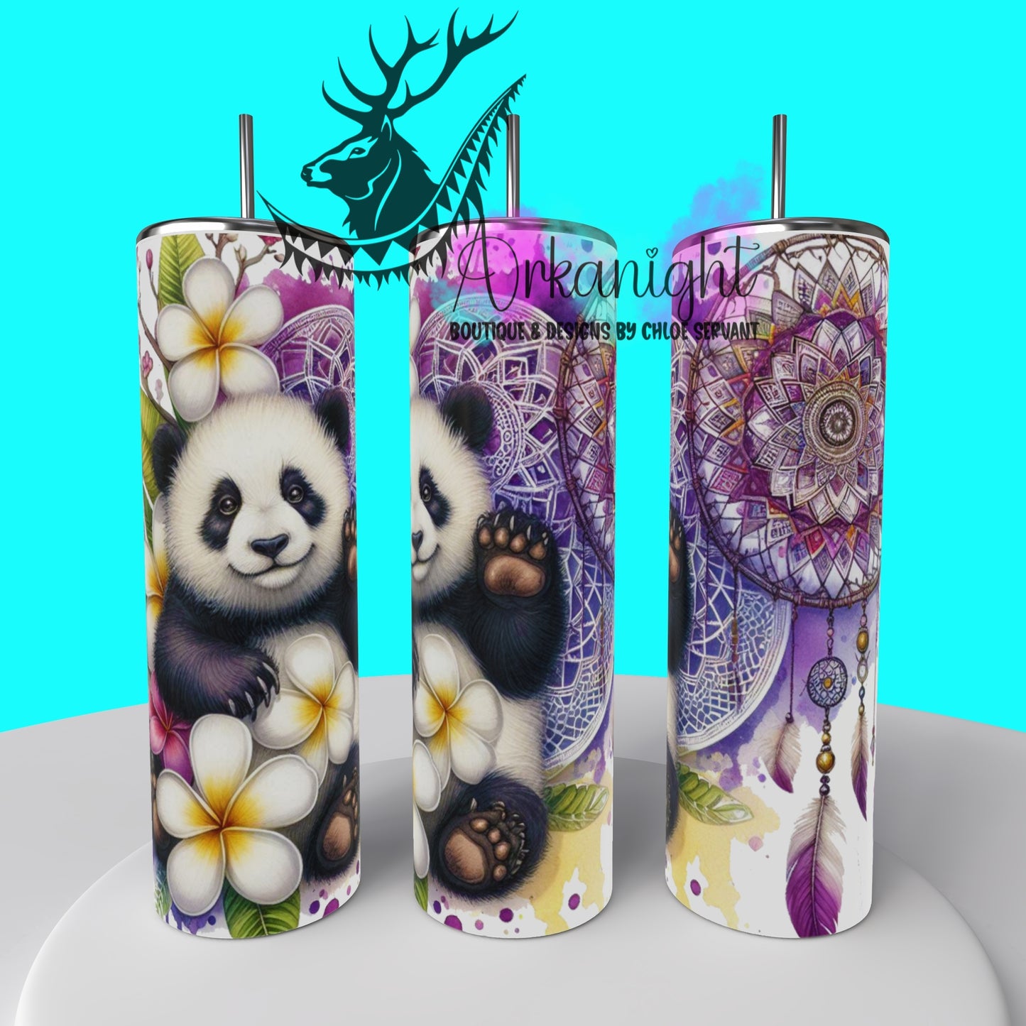 Gourde sur commande - Mandalas Panda - 01