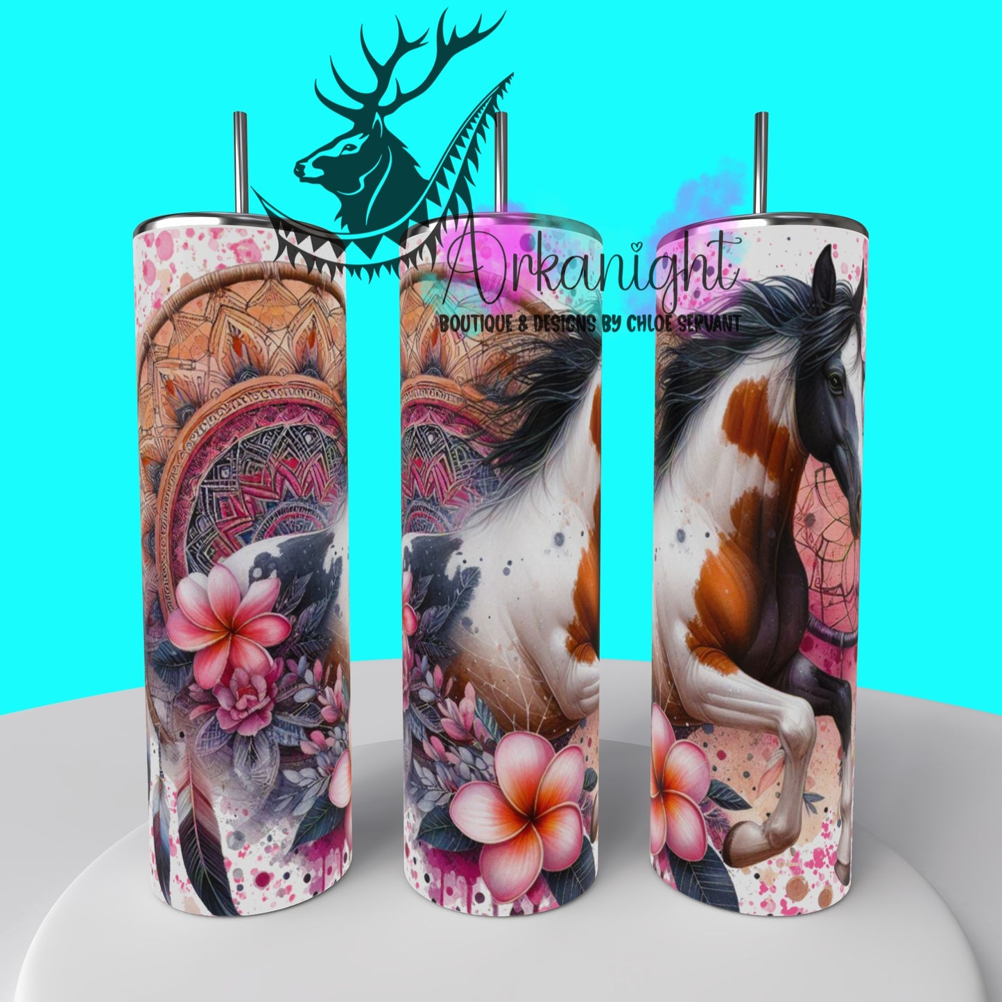 Gourde sur commande - Mandalas Paint Horse