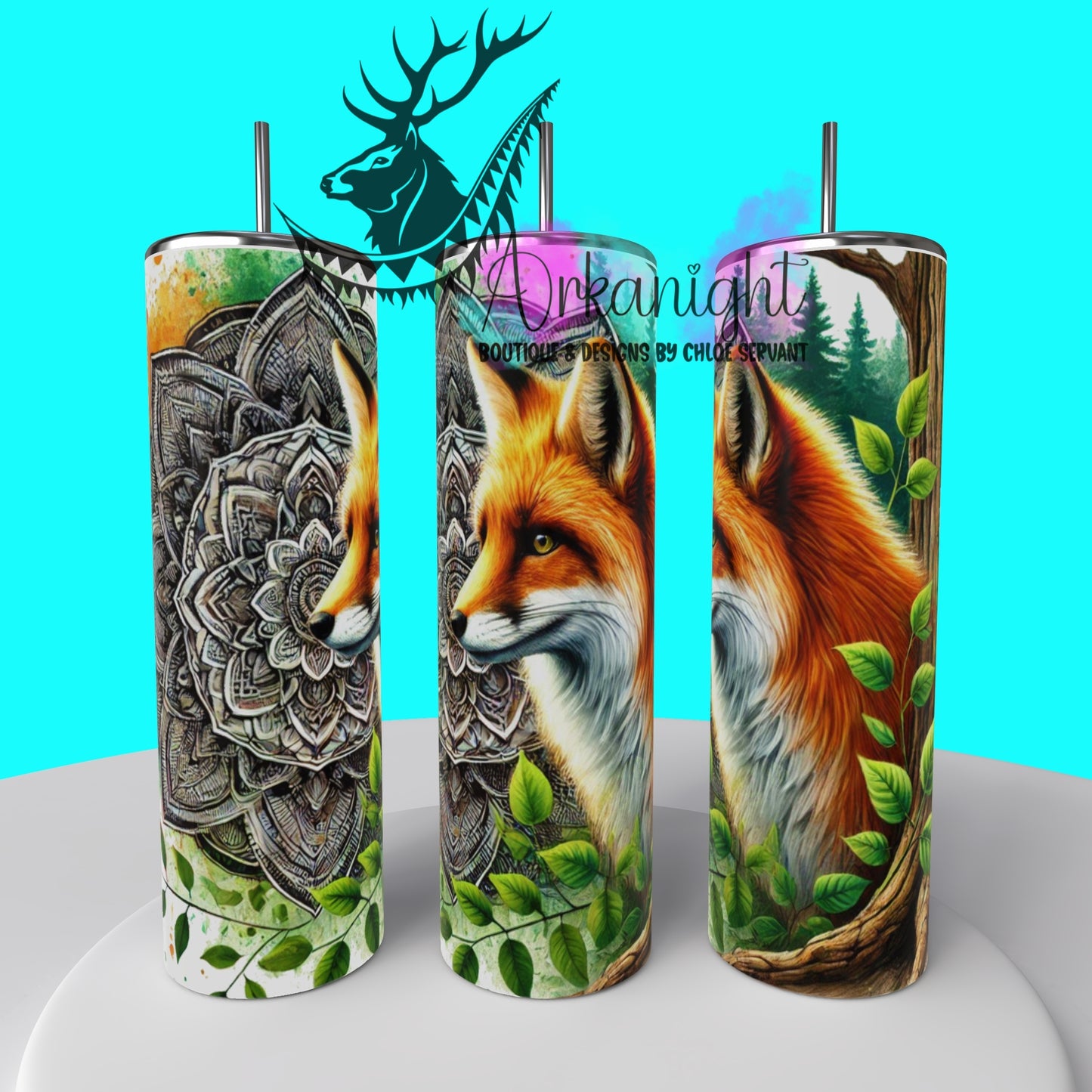 Gourde sur commande - Mandalas Fox - 01