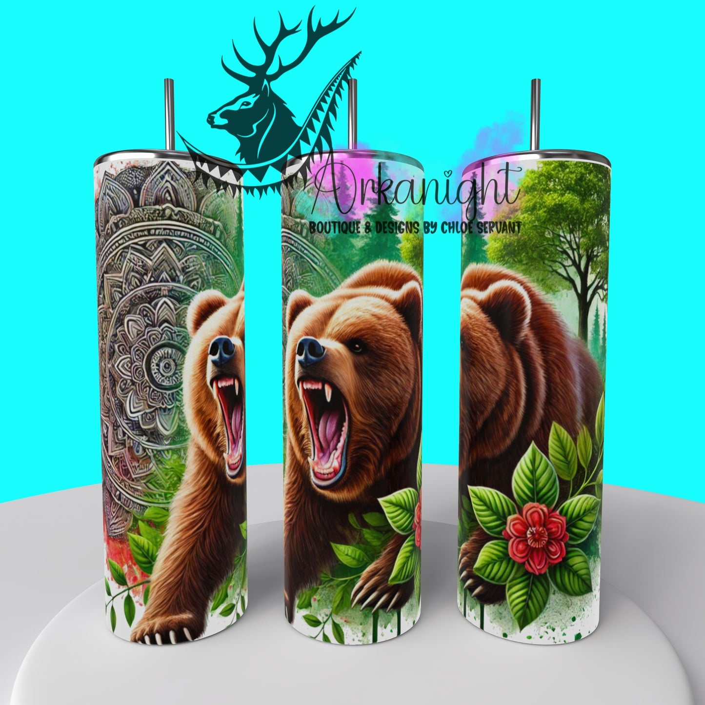 Gourde sur commande - Mandalas Bear