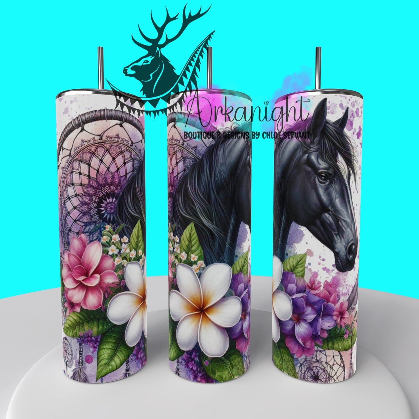 Gourde sur commande - Mandalas Black Horse