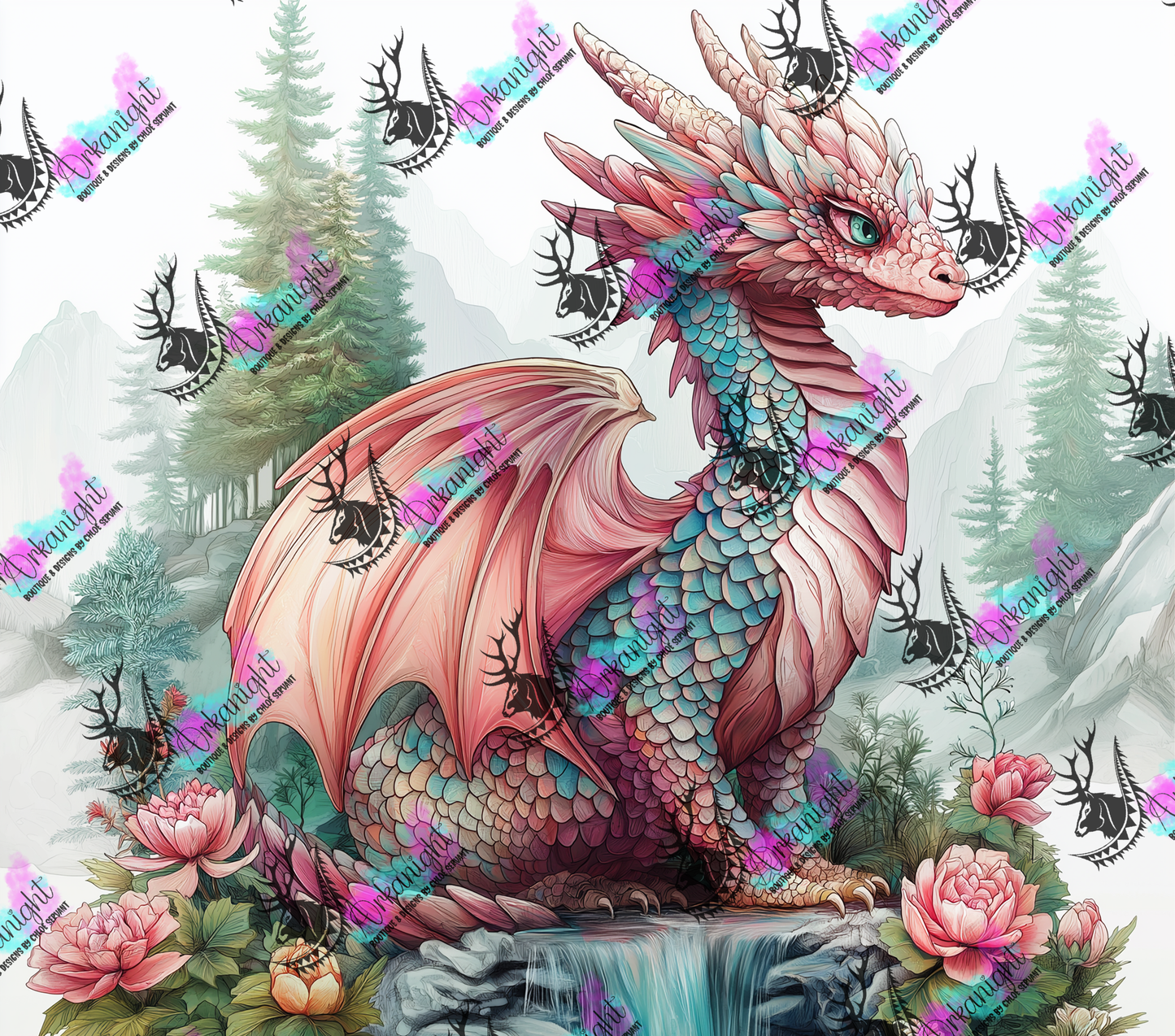Numérique - Turquoise & Pink Dragon