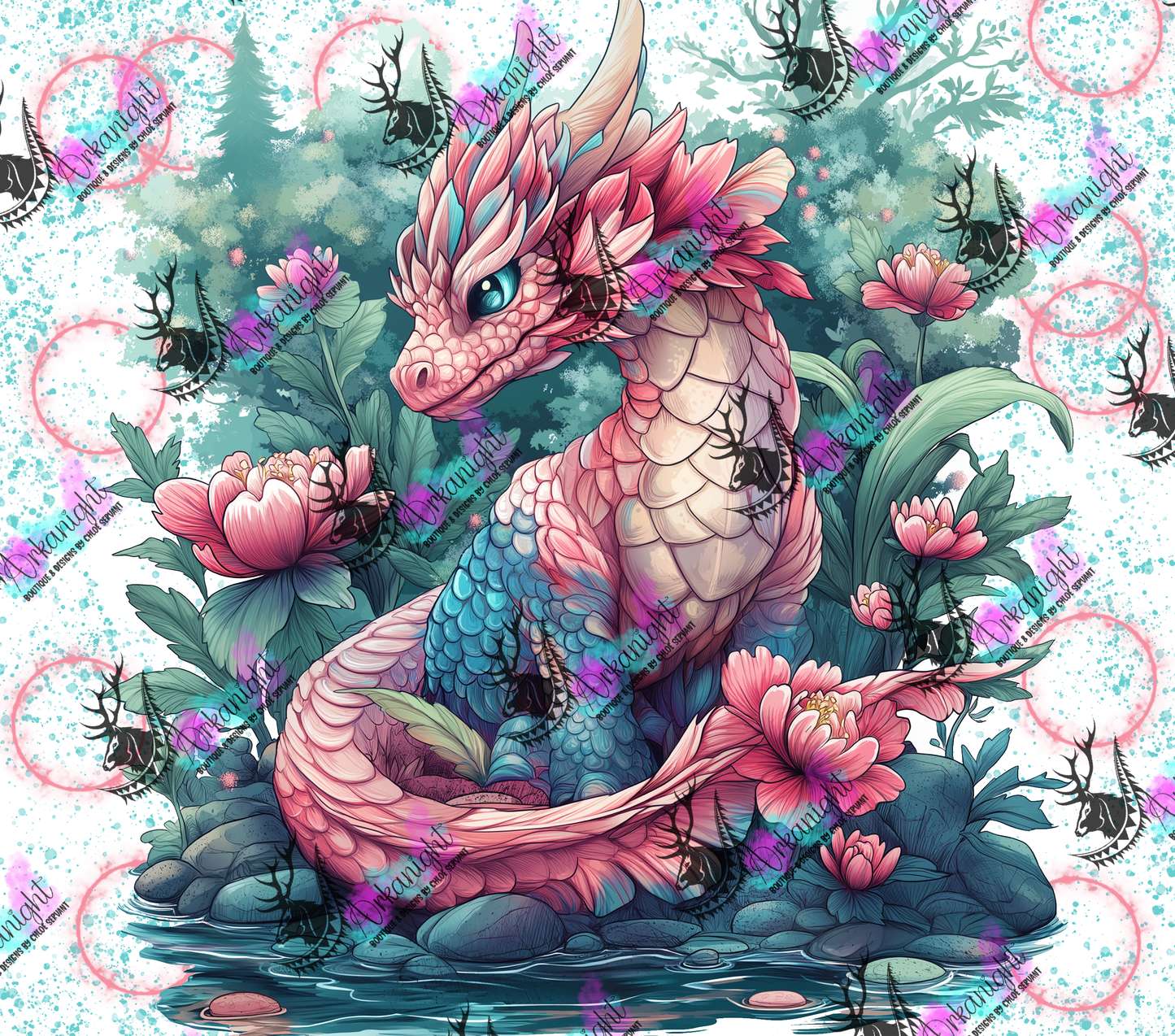 Numérique - Pink & Turquoise Dragon - 02