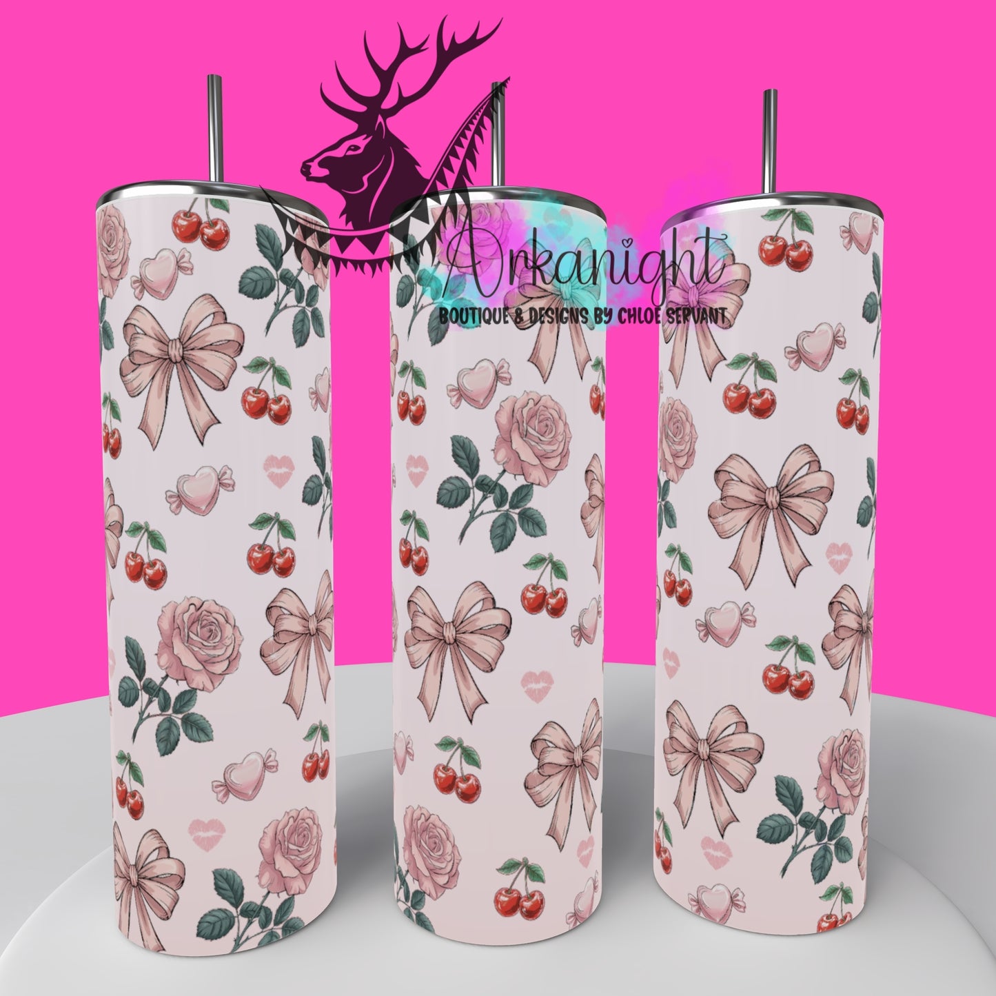 Gourde sur commande - Coquette Rose & Cherry