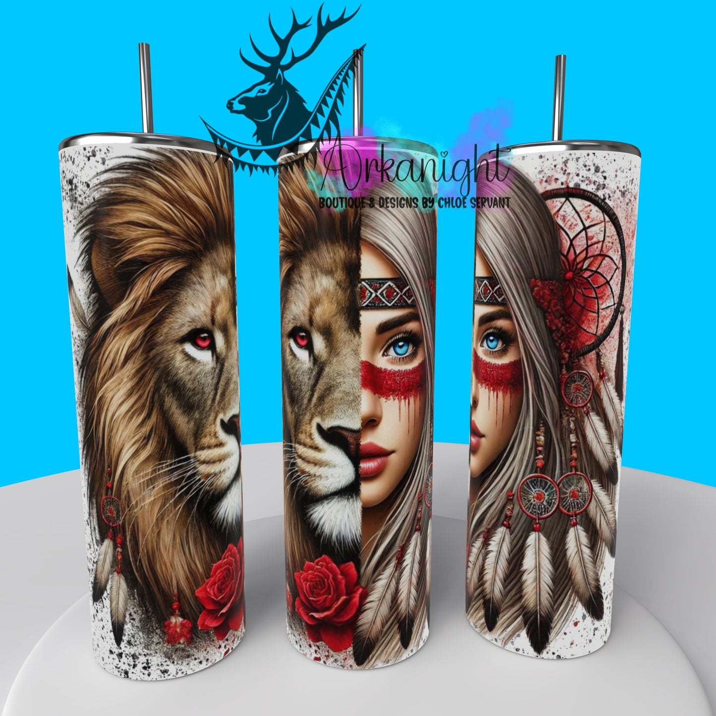 Gourde sur commande - Collection Animal Totem - Lion & Blond Hair