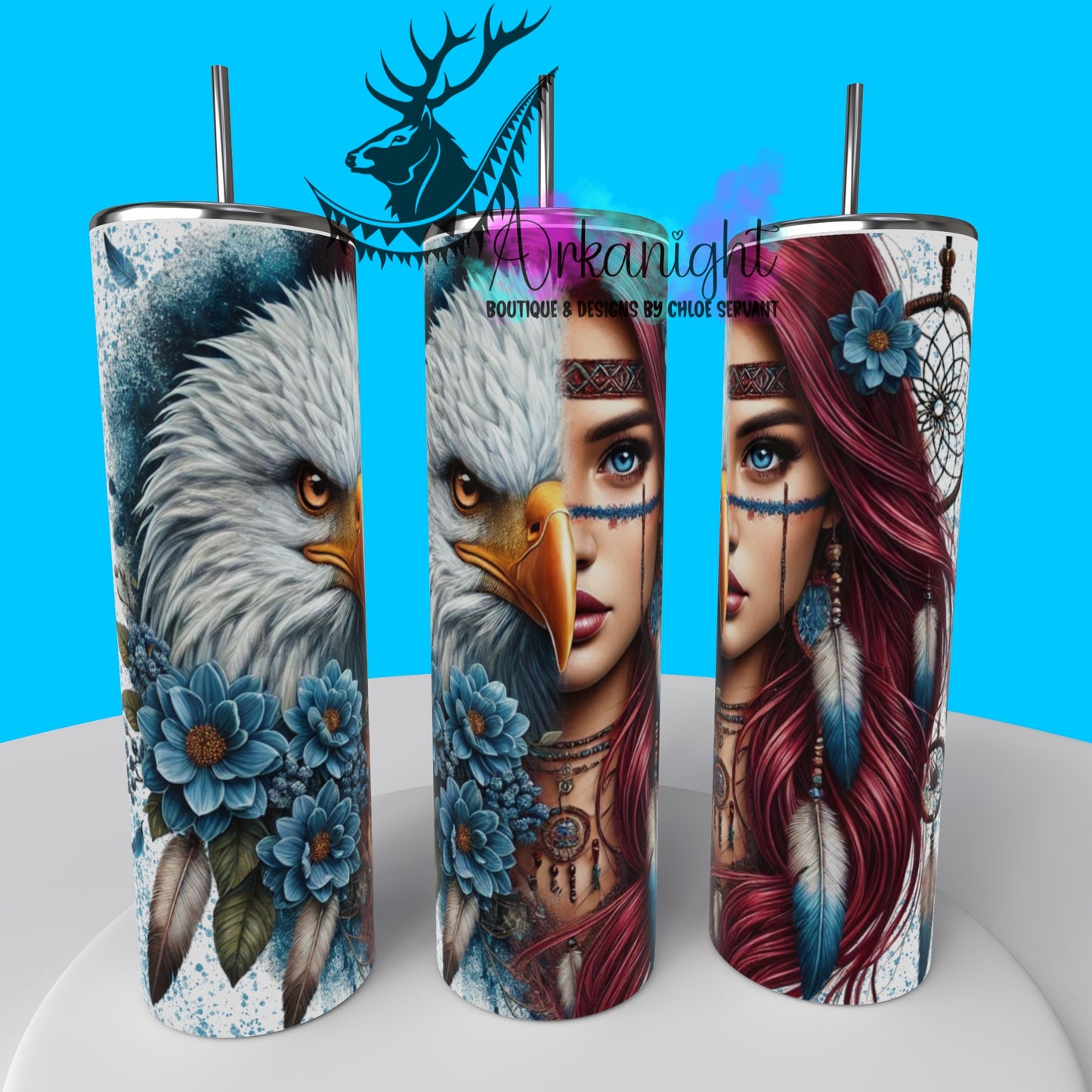 Gourde sur commande - Collection Animal Totem - Eaglr & Red Hair