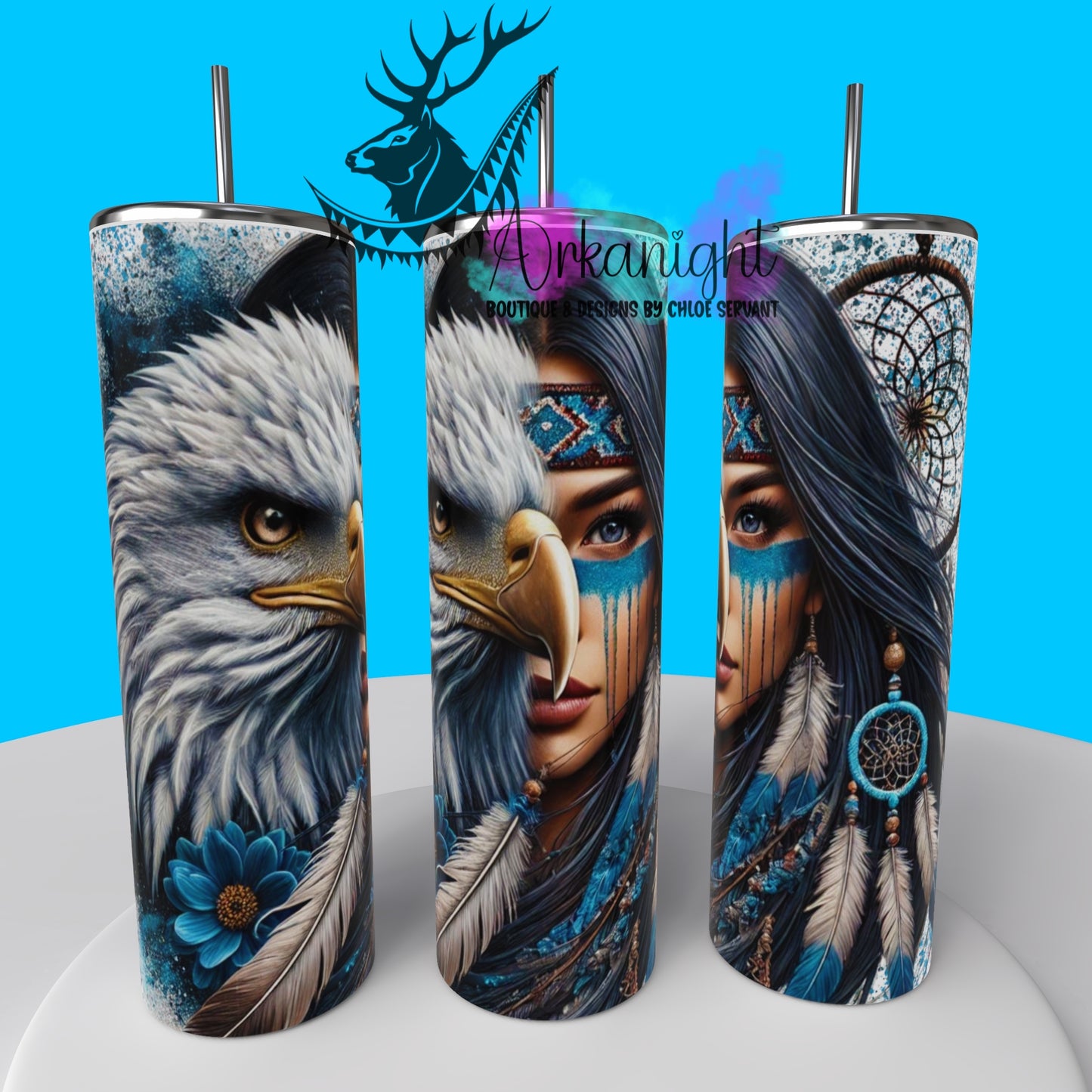 Gourde sur commande - Collection Animal Totem - Eagle & Black Hair