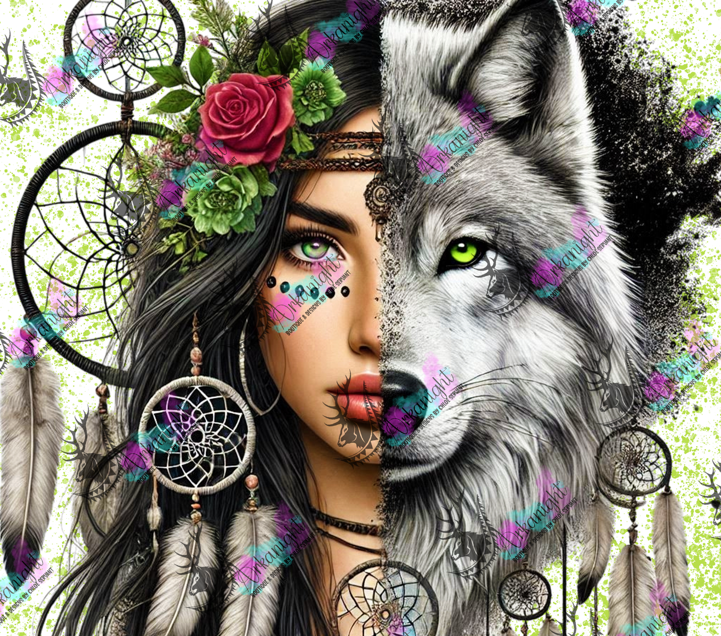 Numérique - Collection Animal Totem - Wolf & Black hair