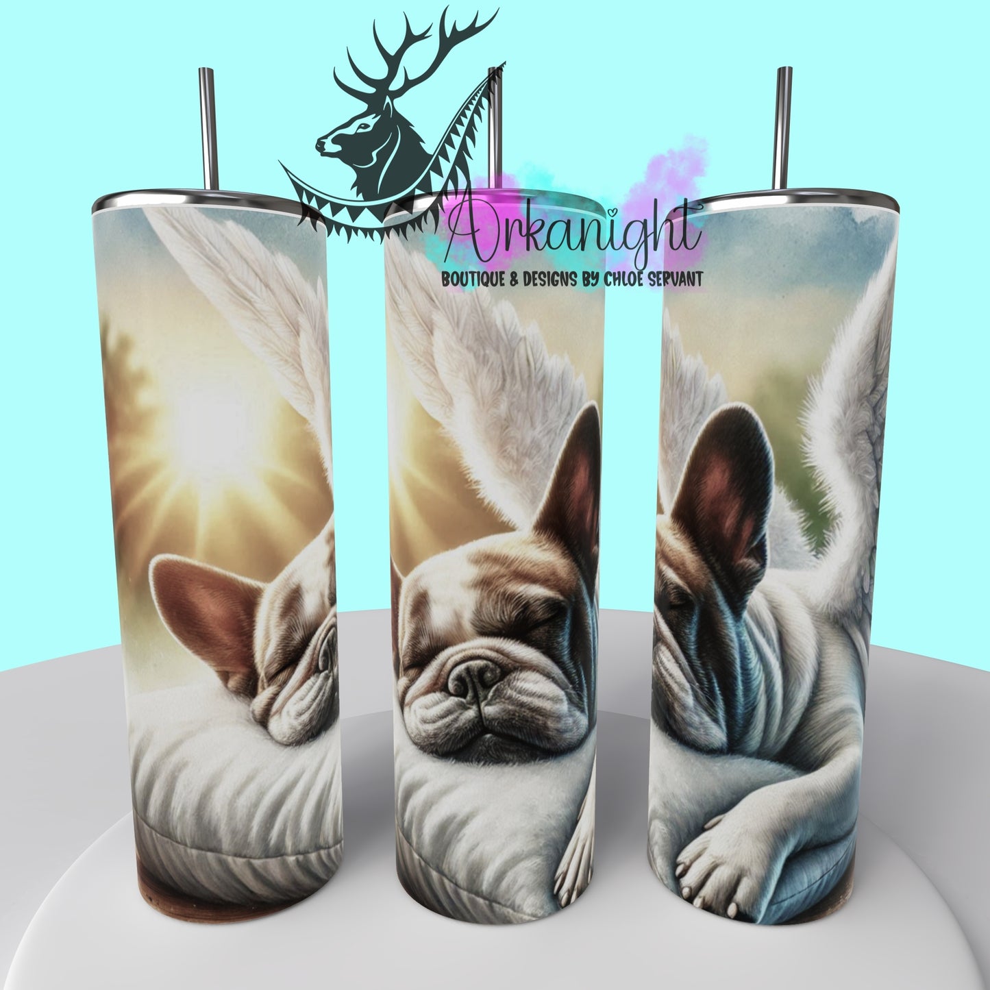 Gourde sur commande - Collection Mémoire Chien - White & Black French Bulldog