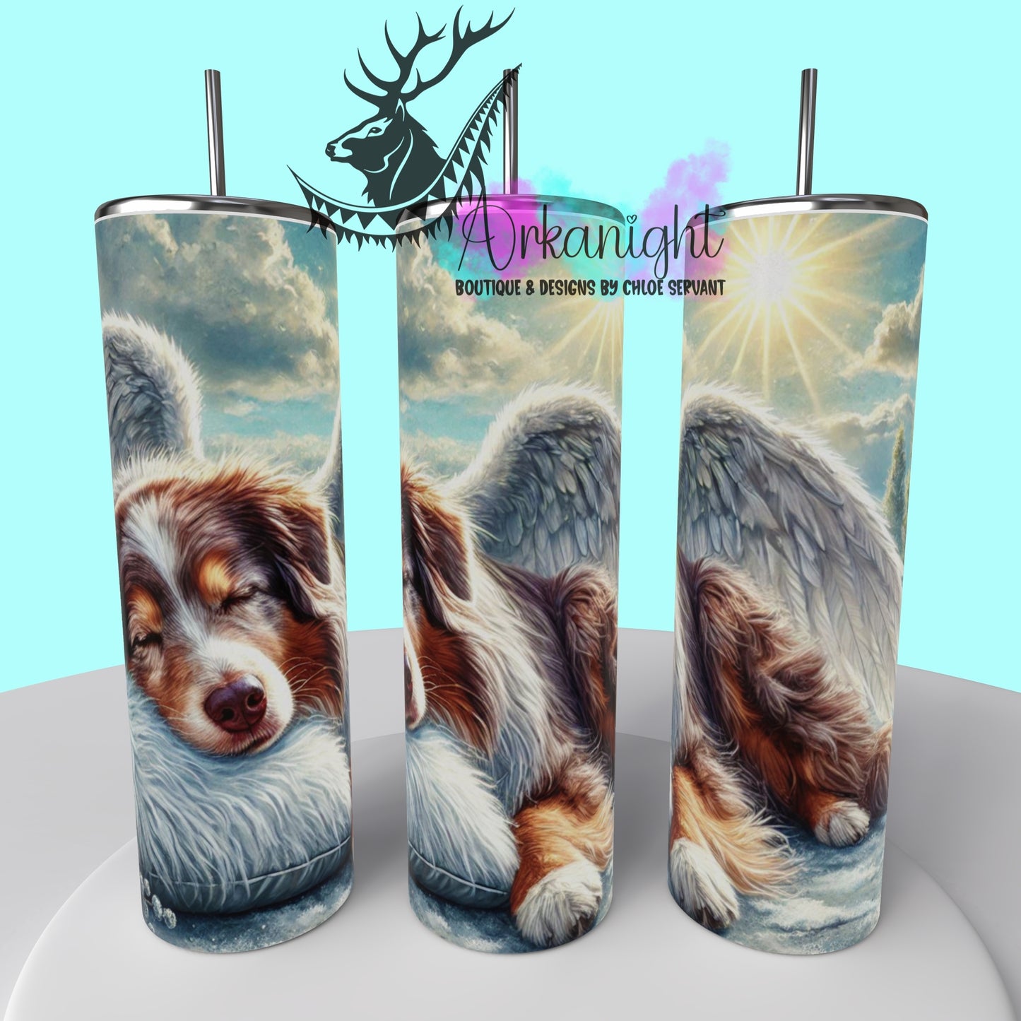 Gourde sur commande - Collection Mémoire Chien - Australian Shepherd - Rouge Merle