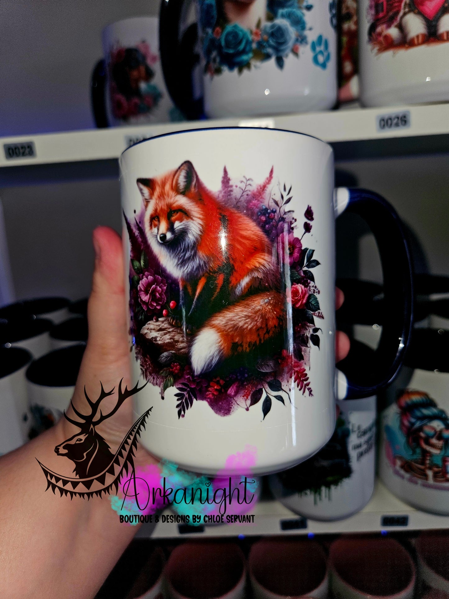 Tasse en céramique sur commande - Fox on rocks