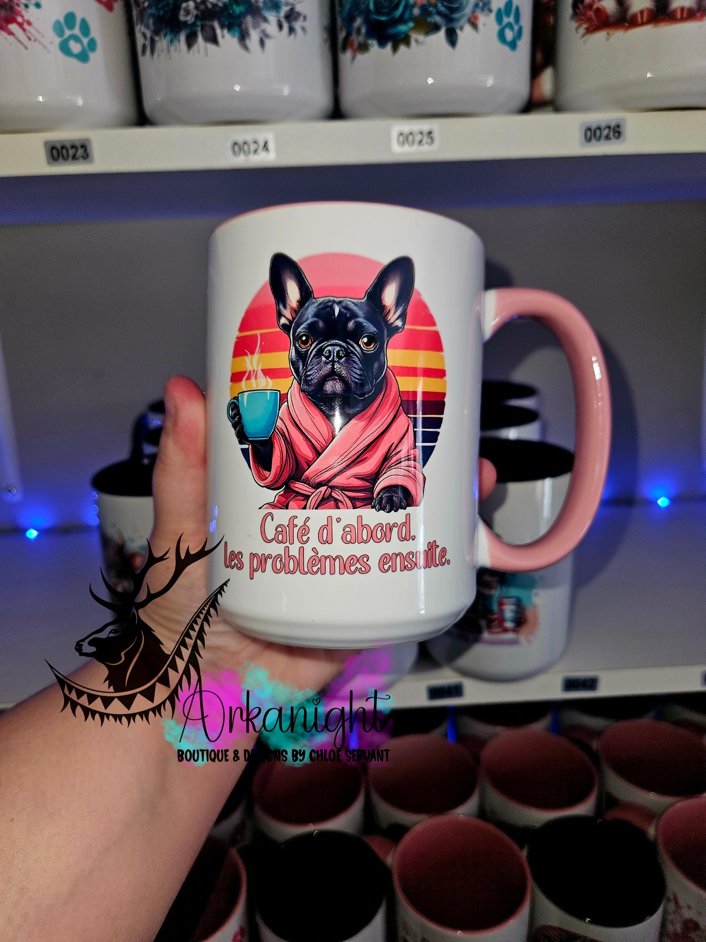 Tasse en céramique sur commande - Café d'abord, les problèmes ensuite