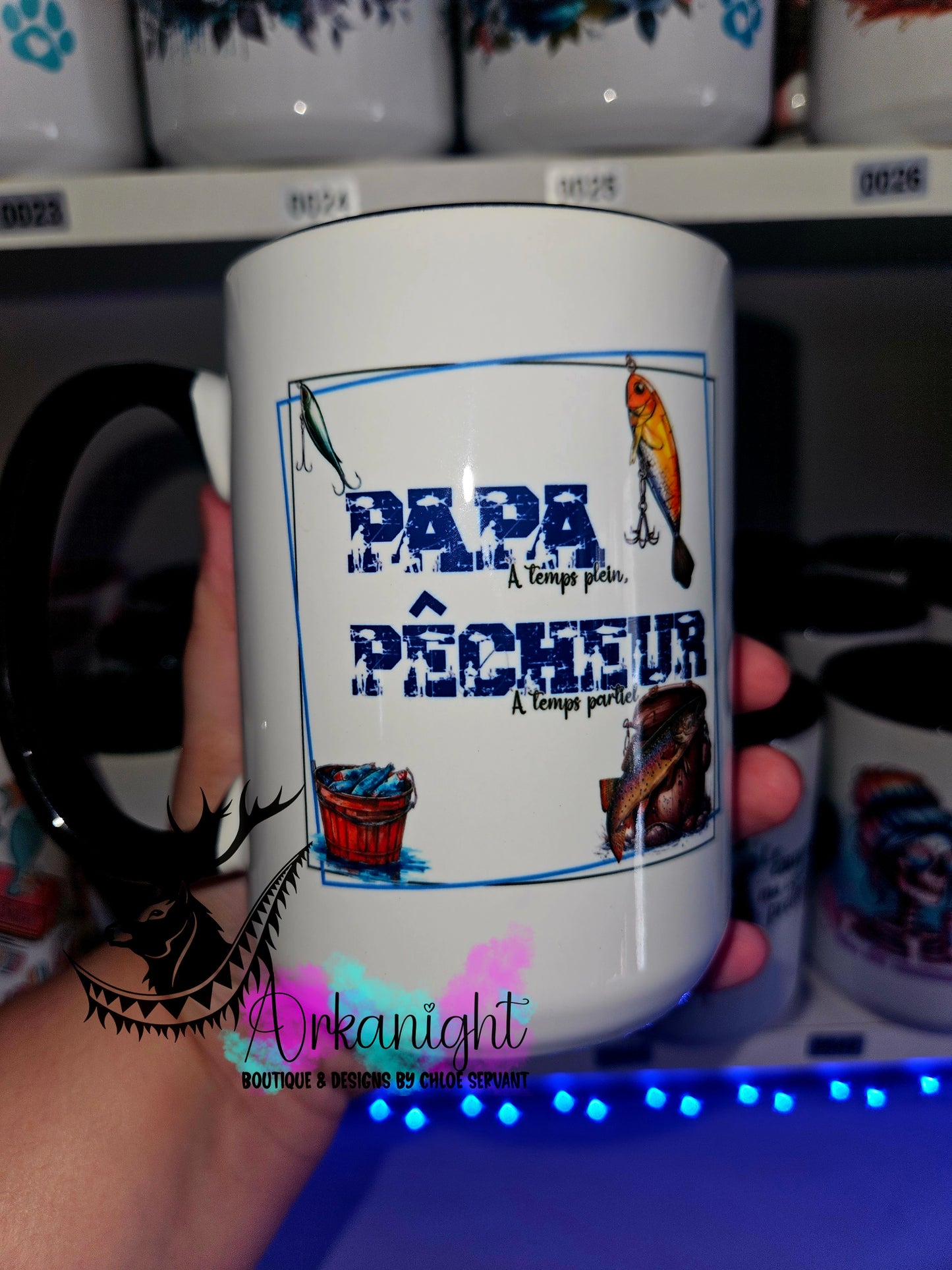 Tasse en céramique sur commande - Papa à temps pleins , Pêcheur à temps partiel