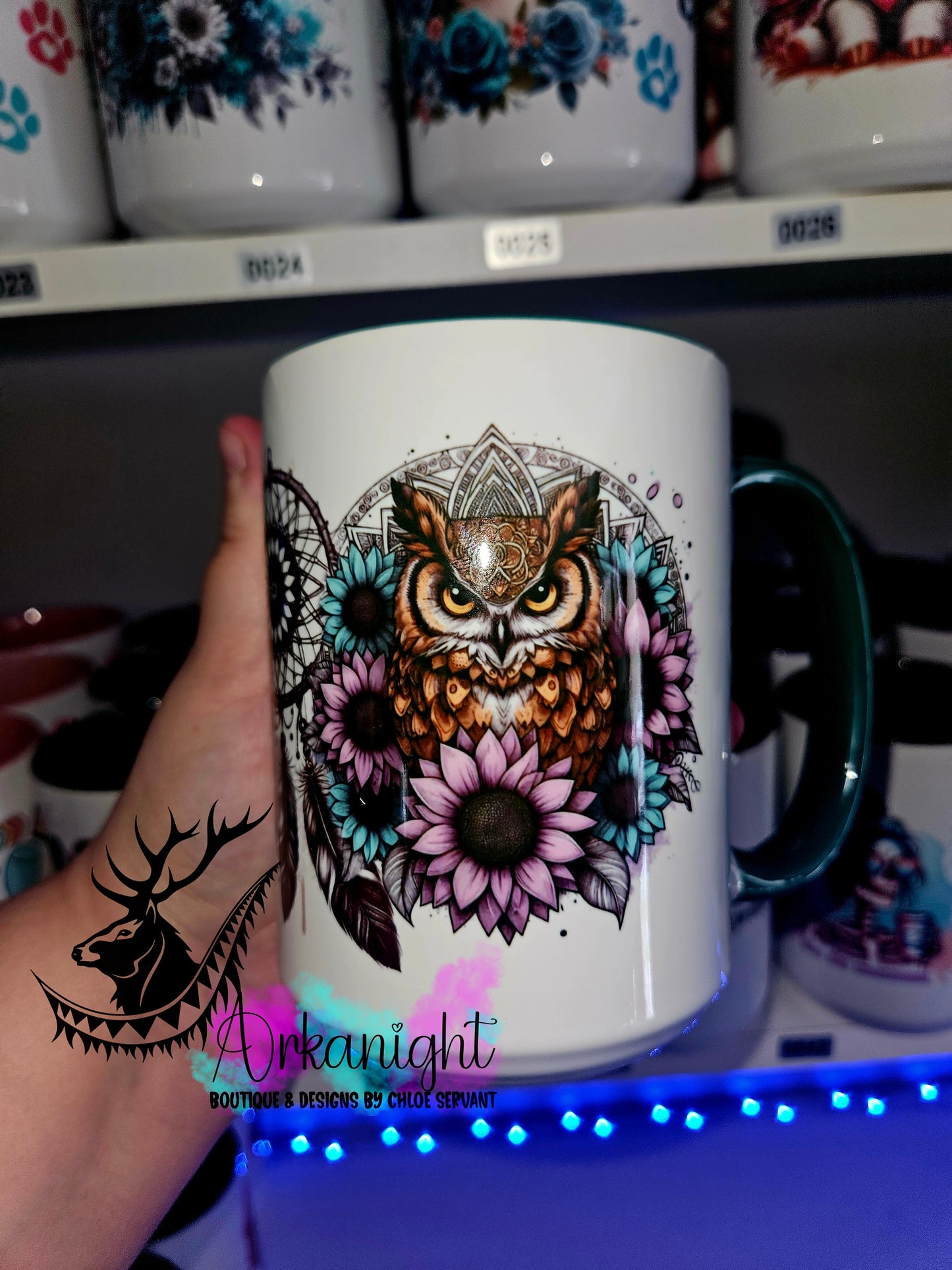 Tasse en céramique sur commande - Hiboux capteur de rêve