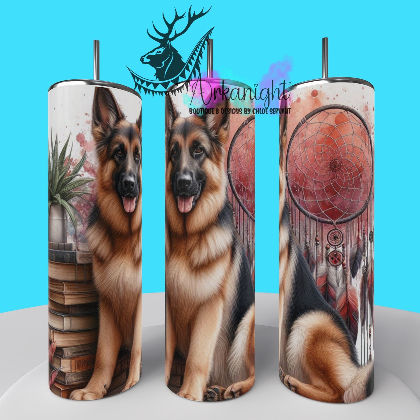 Gourde sur commande - Collection Books & Dogs - German Shepherd - 01