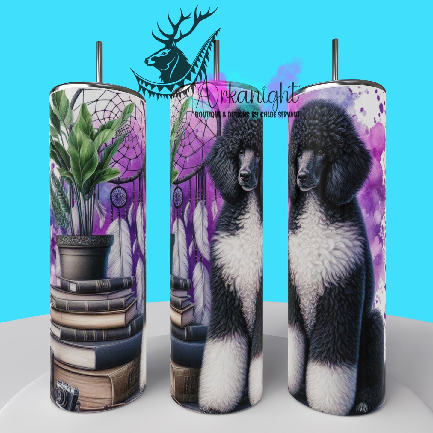 Gourde sur commande - Collection Books & Dogs - Standard Poodle - 01