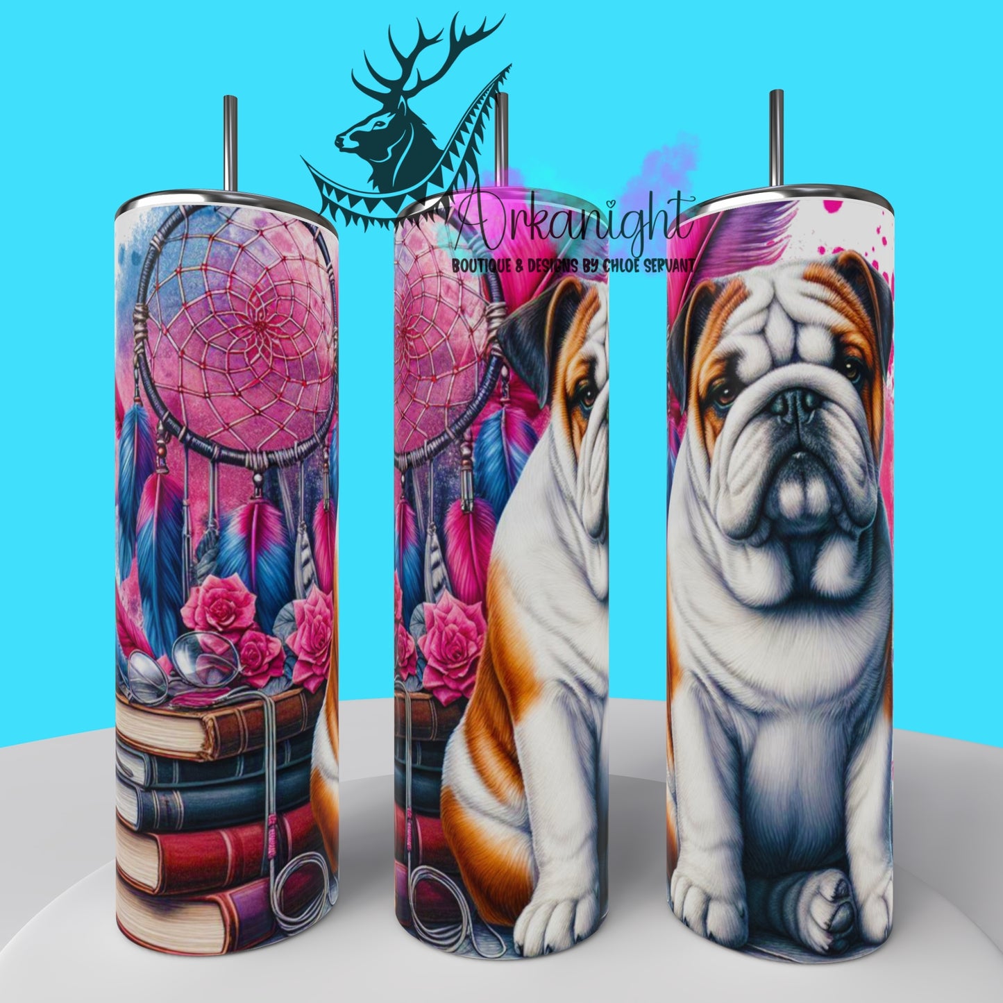 Gourde sur commande - Collection Books & Dogs - English Bulldog - 02