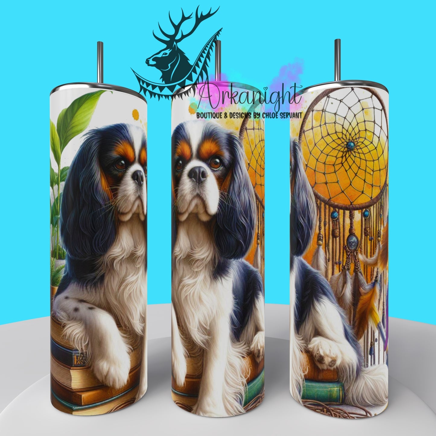 Gourde sur commande - Collection Books & Dogs - Cavalier Kings Charles - 02