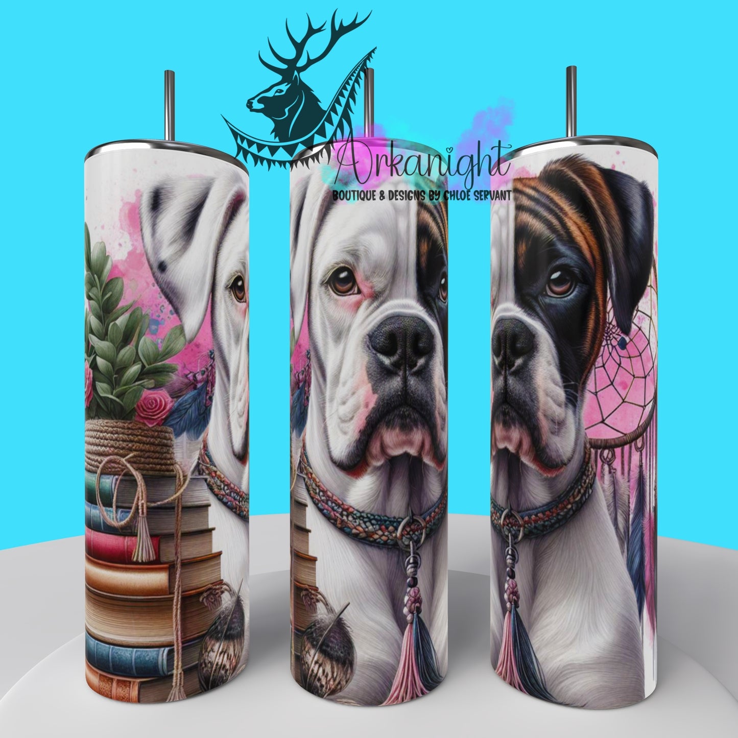 Gourde sur commande - Collection Books & Dogs - Boxer - 01