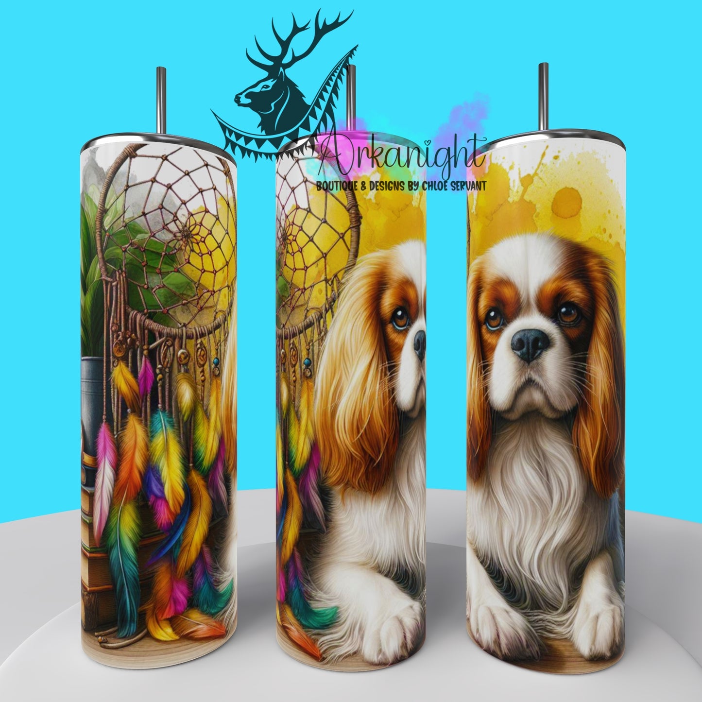 Gourde sur commande - Collection Books & Dogs - Cavalier Kings Charles - 01