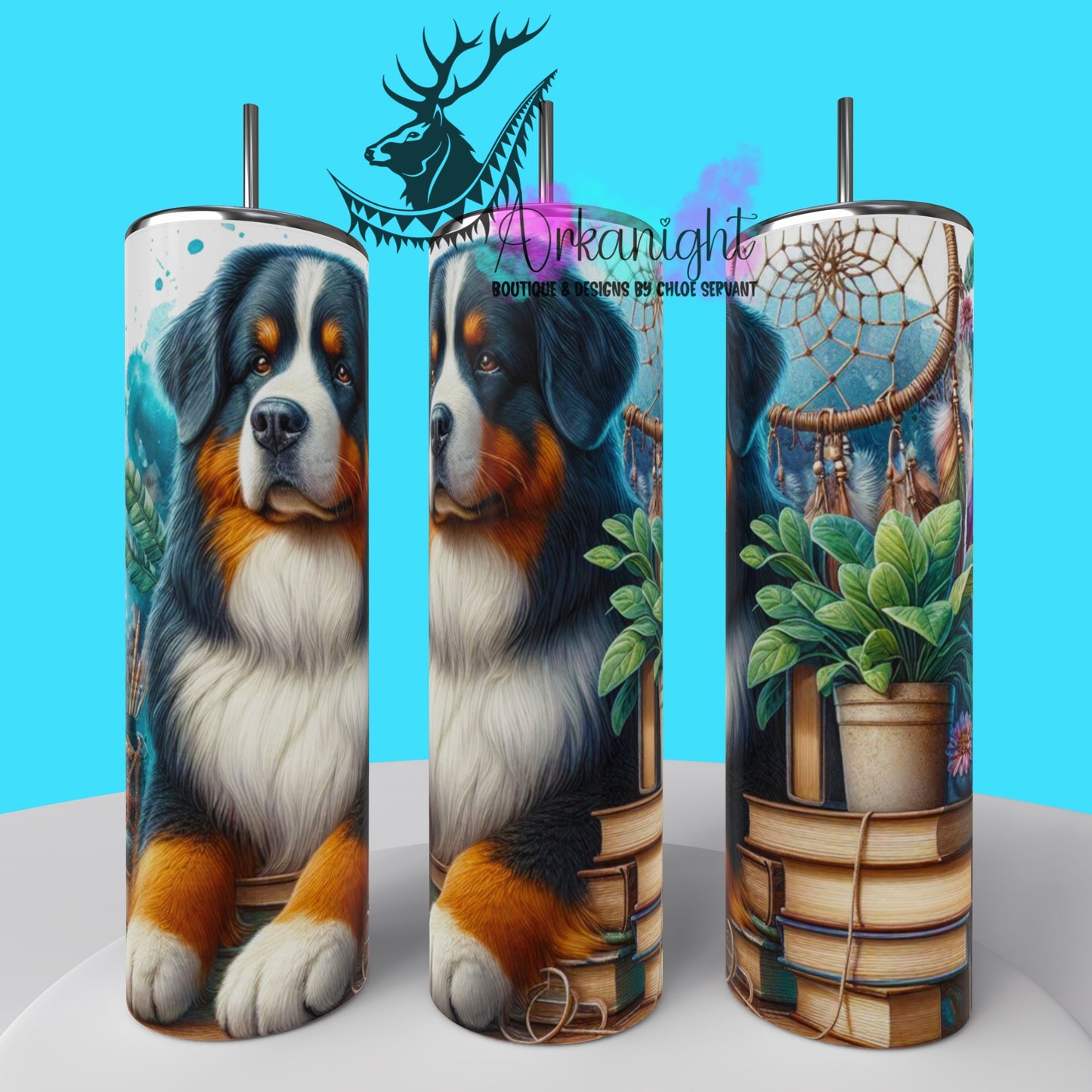 Gourde sur commande - Collection Books & Dogs - Bernese Mountain