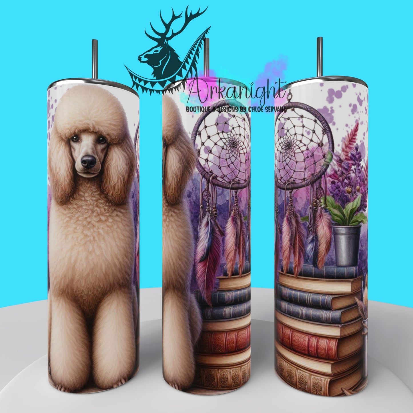 Gourde sur commande - Collection Books & Dogs - Standard Poodle - 03