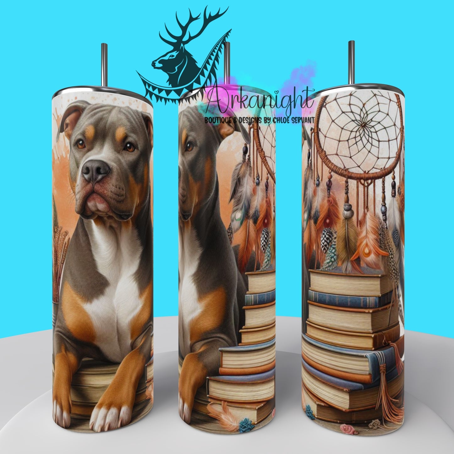 Gourde sur commande - Collection Books & Dogs - Pittbull - 02