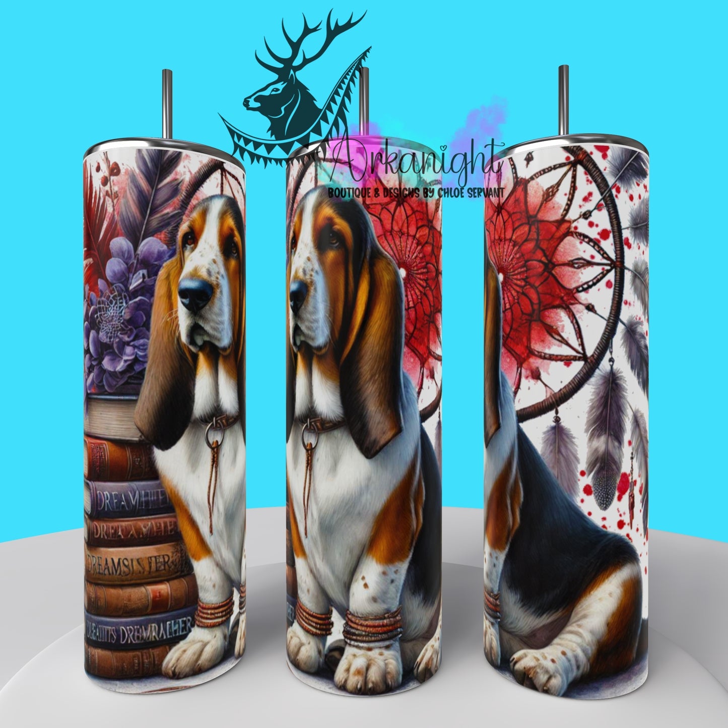 Gourde sur commande - Collection Books & Dogs - Basset Hound