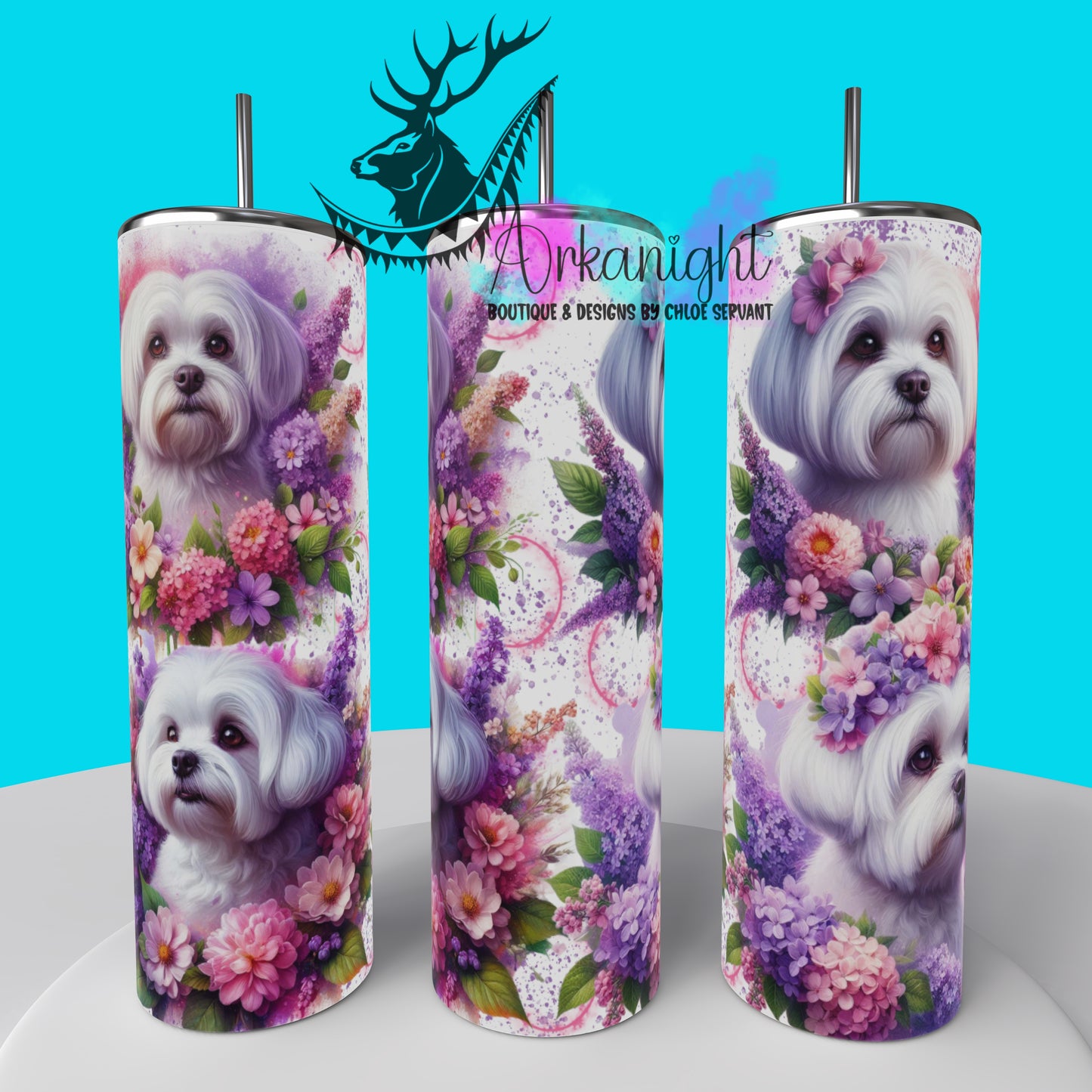 Gourde sur commande - Collection Chien 2025 - Bichon Maltais Flowers