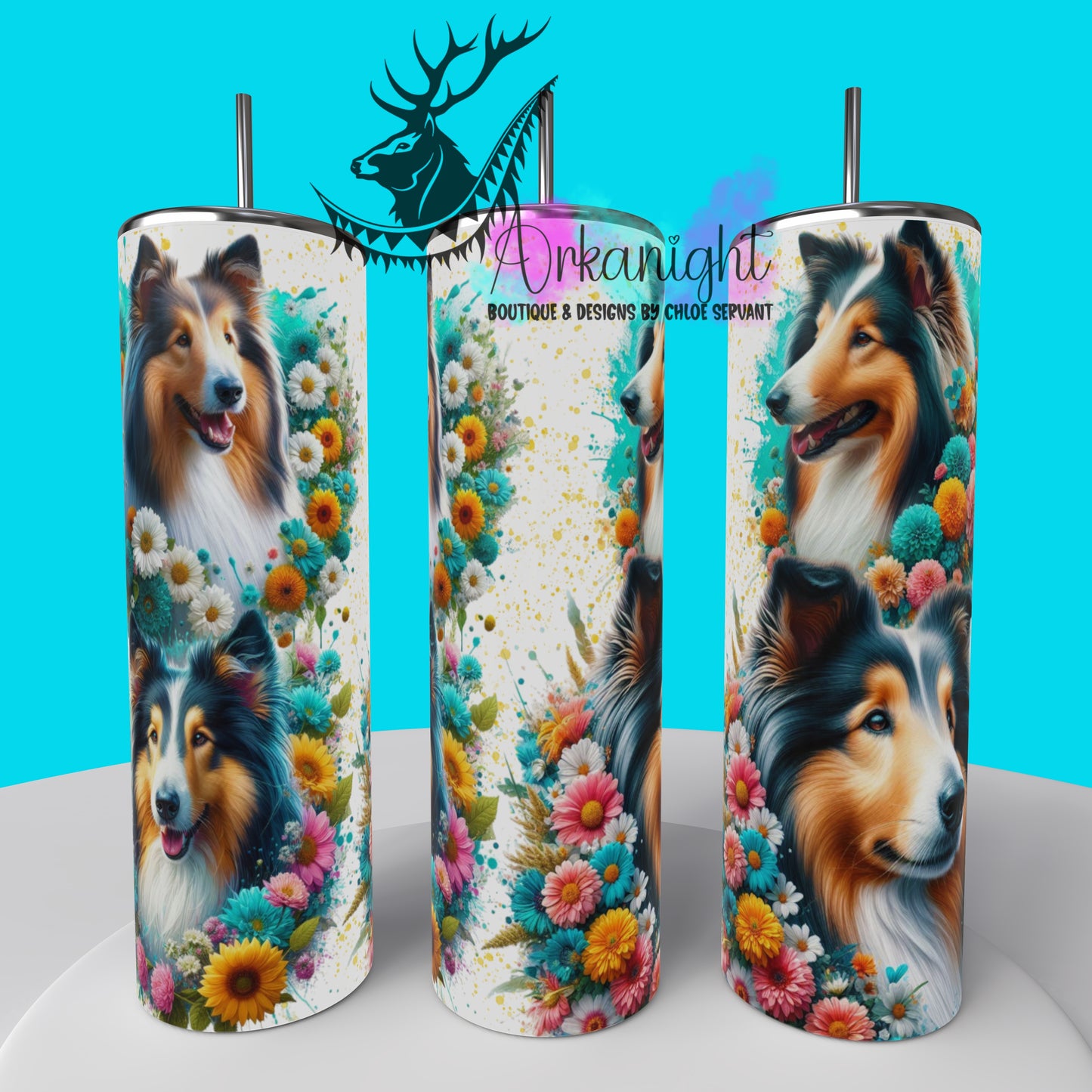 Gourde sur commande - Collection Chien 2025 - collie flowers