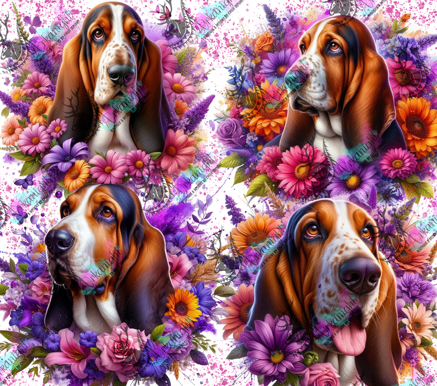 Numérique - Collection Chien 2025 - Basset Hound Flowers