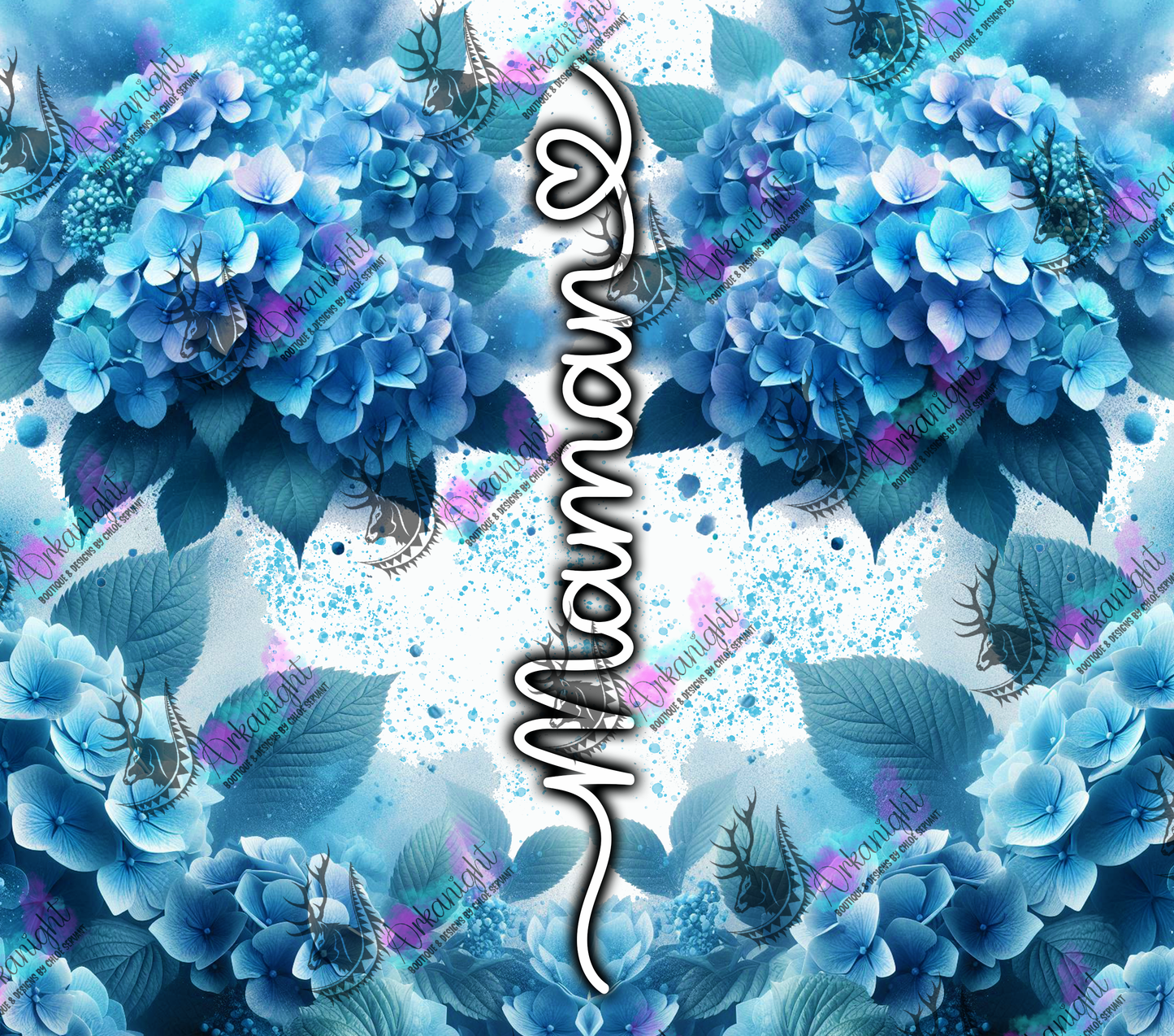 Numérique - Collection Fête des mères 2025 - Hydrangea Bleu Maman- Mamie - Marraine - Sans Texte