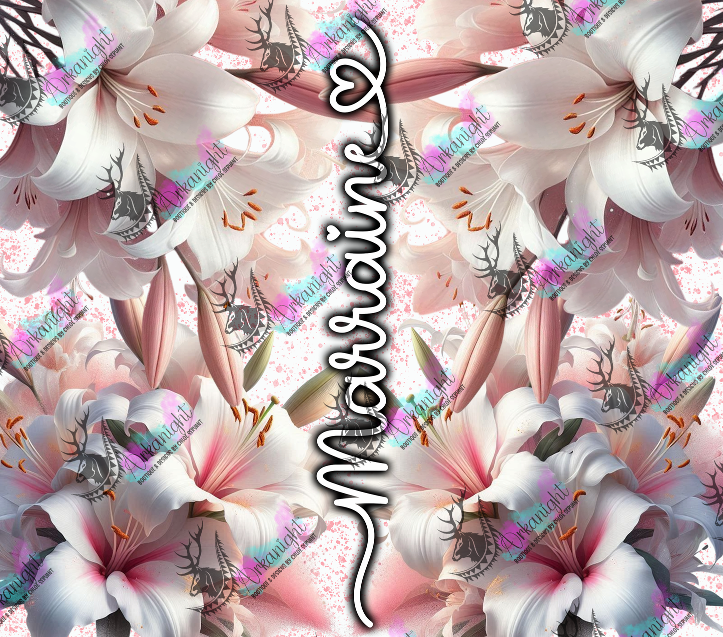 Numérique - Collection Fête des mères 2025 - Pink & White Lys Maman- Mamie - Marraine - Sans Texte