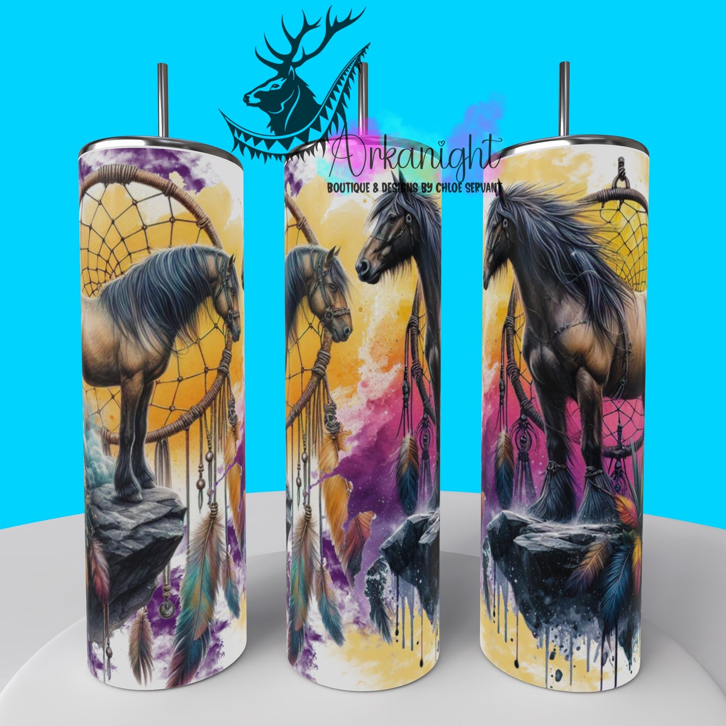 Gourde sur commande - Collection animals on rocks - Horses