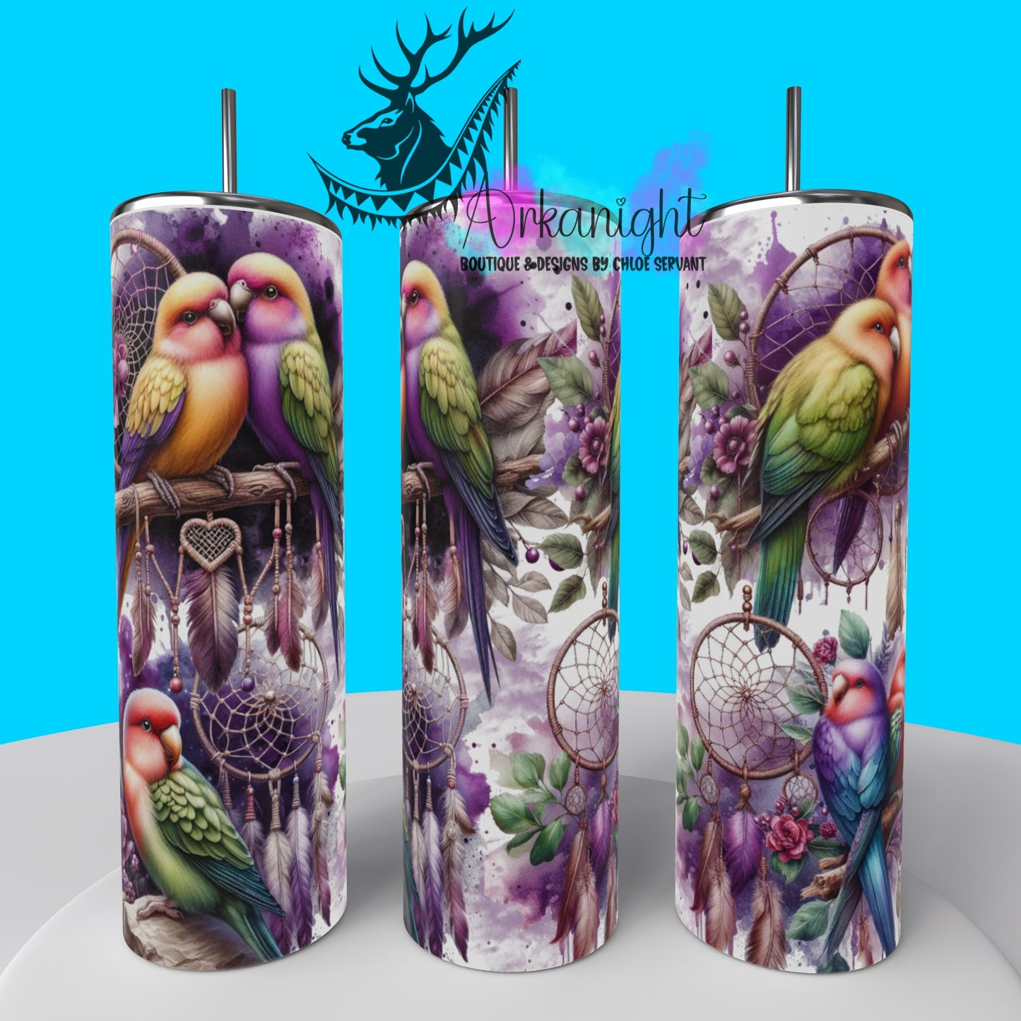 Gourde sur commande - Collection animals on rocks - Lovebirds